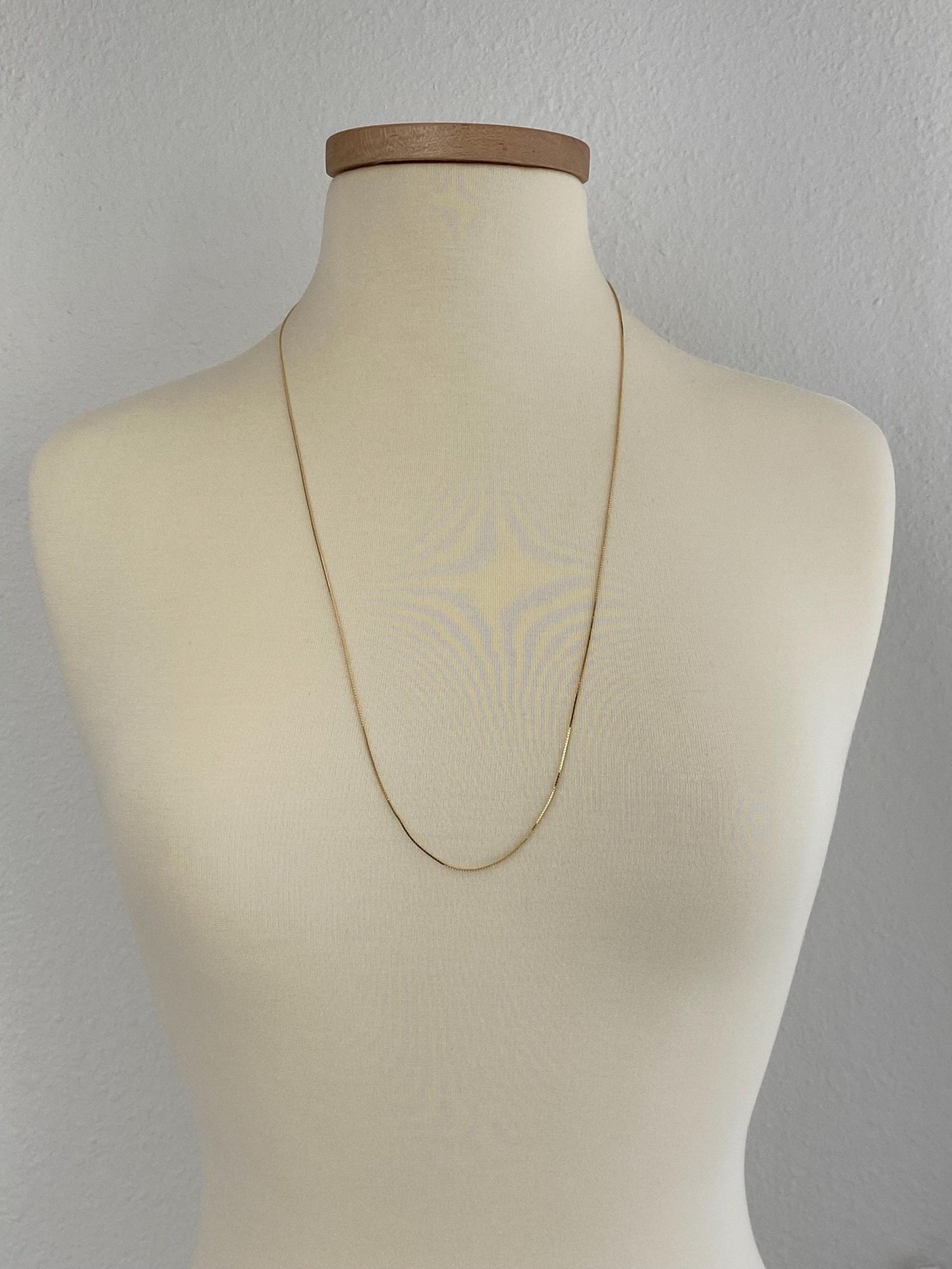 Vintage Solid 14k Yellow Gold Long Box Chain Necklace - 30 inches