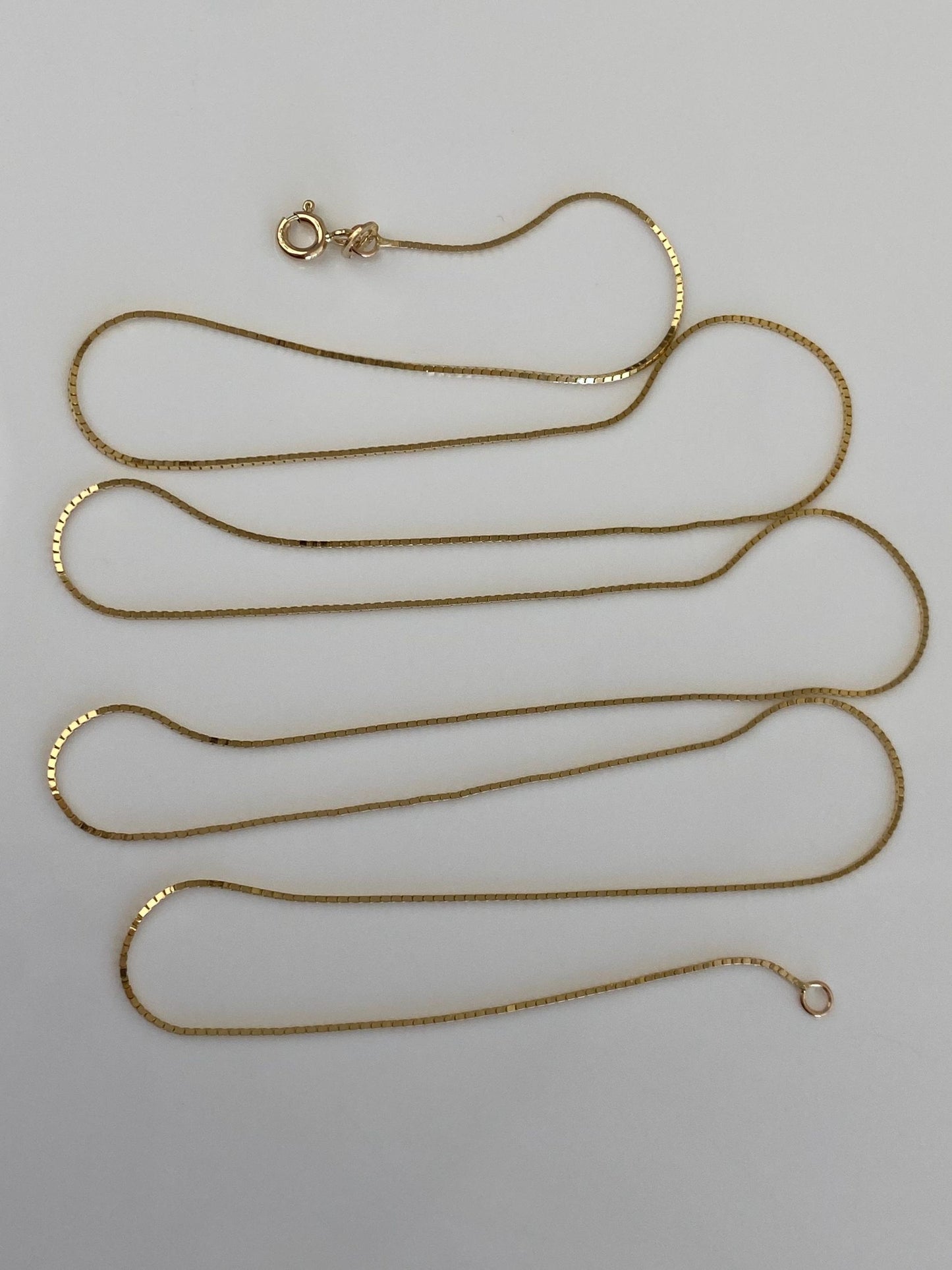 Vintage Solid 14k Yellow Gold Long Box Chain Necklace - 30 inches