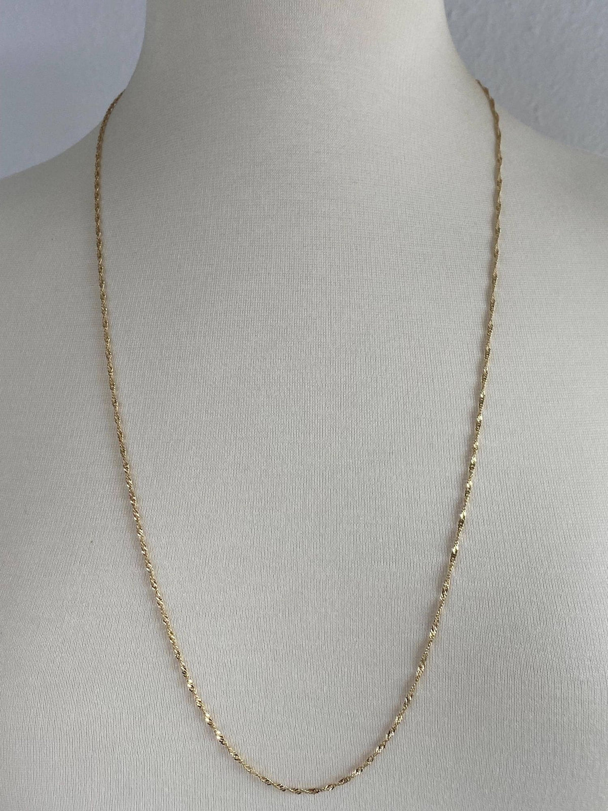 Vintage Solid 14k Yellow Gold Long Twist Chain Necklace - 30 inches