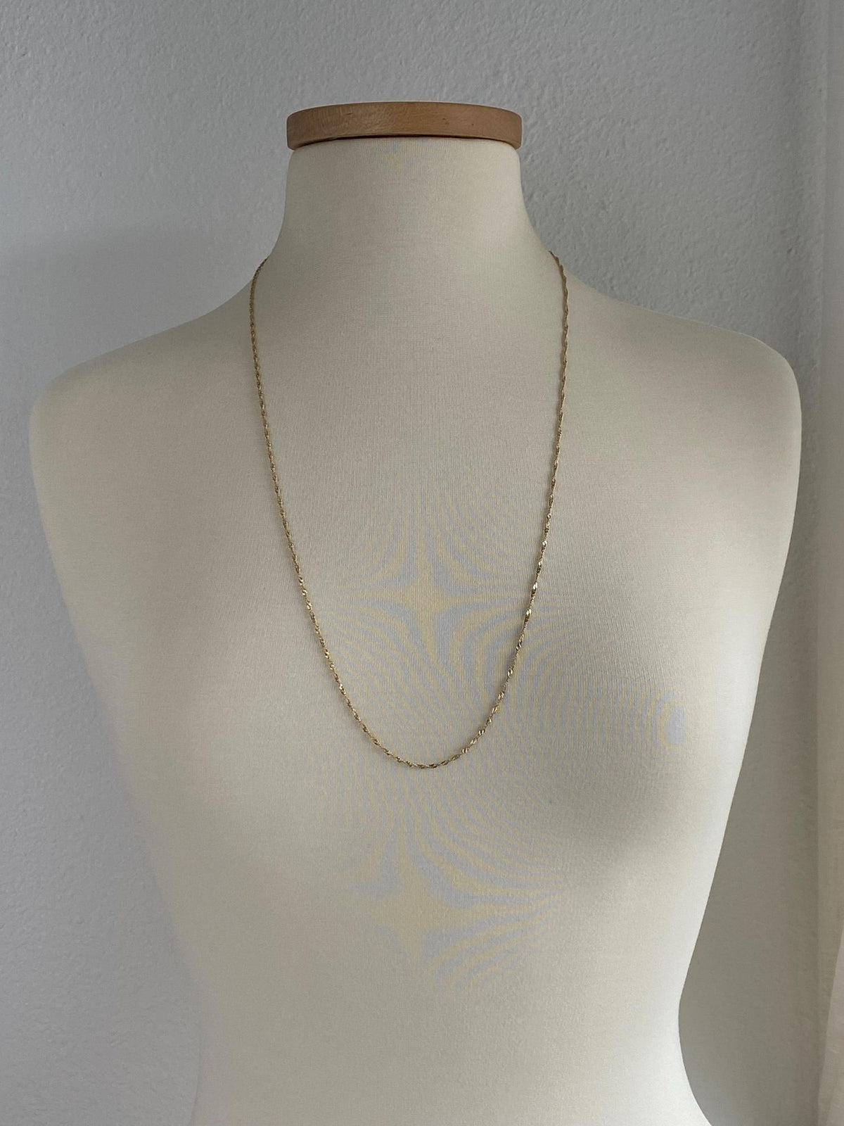 Vintage Solid 14k Yellow Gold Long Twist Chain Necklace - 30 inches