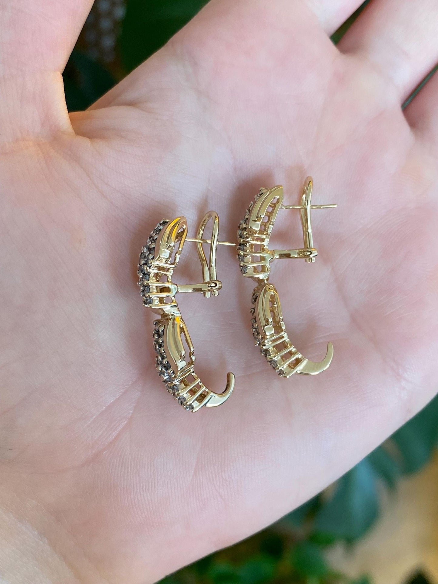 Vintage Solid 10k Yellow Gold Diamond Drop Earrings