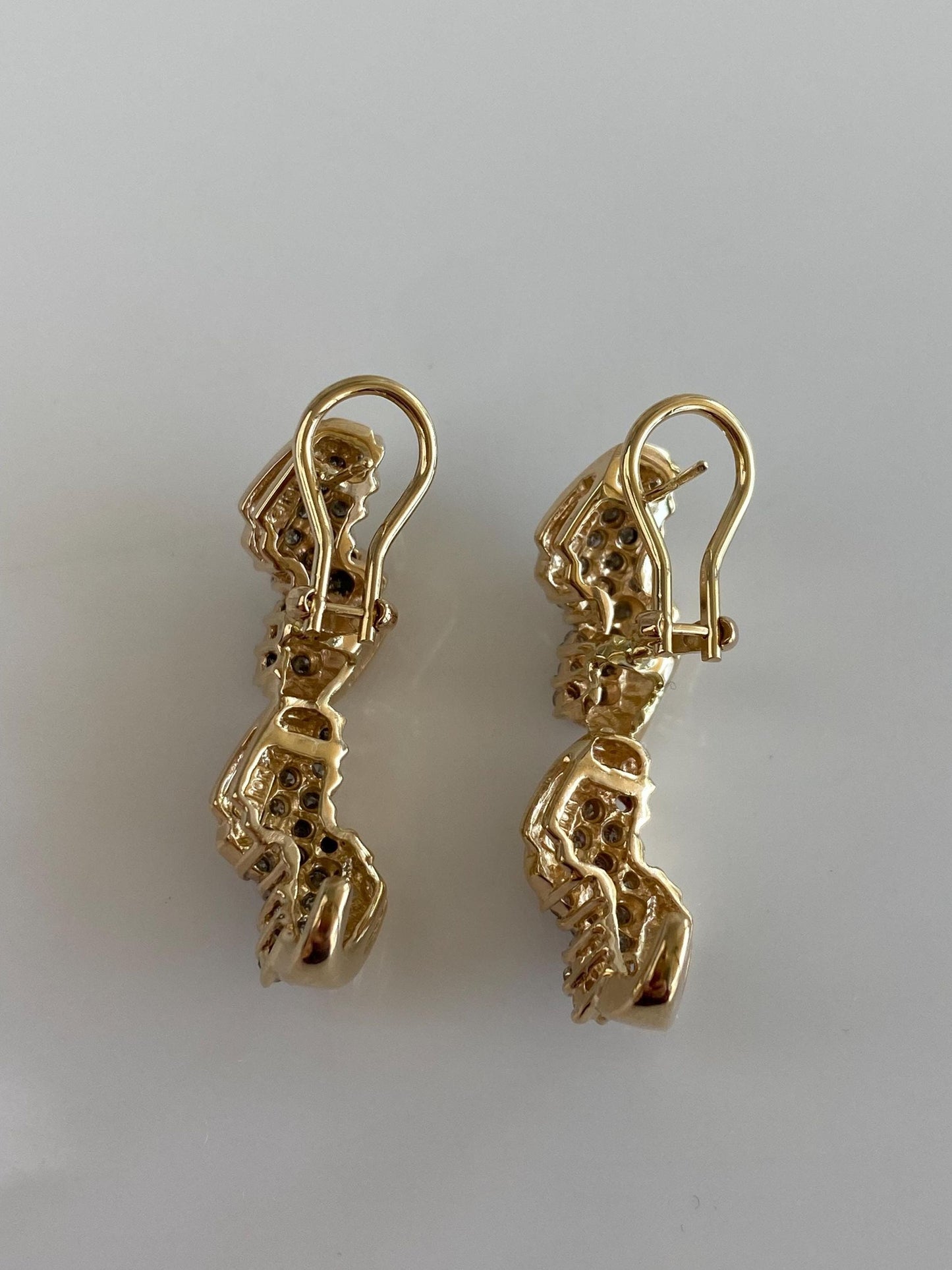 Vintage Solid 10k Yellow Gold Diamond Drop Earrings