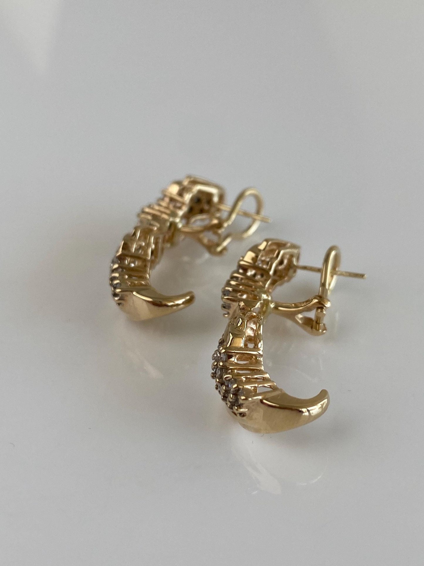 Vintage Solid 10k Yellow Gold Diamond Drop Earrings