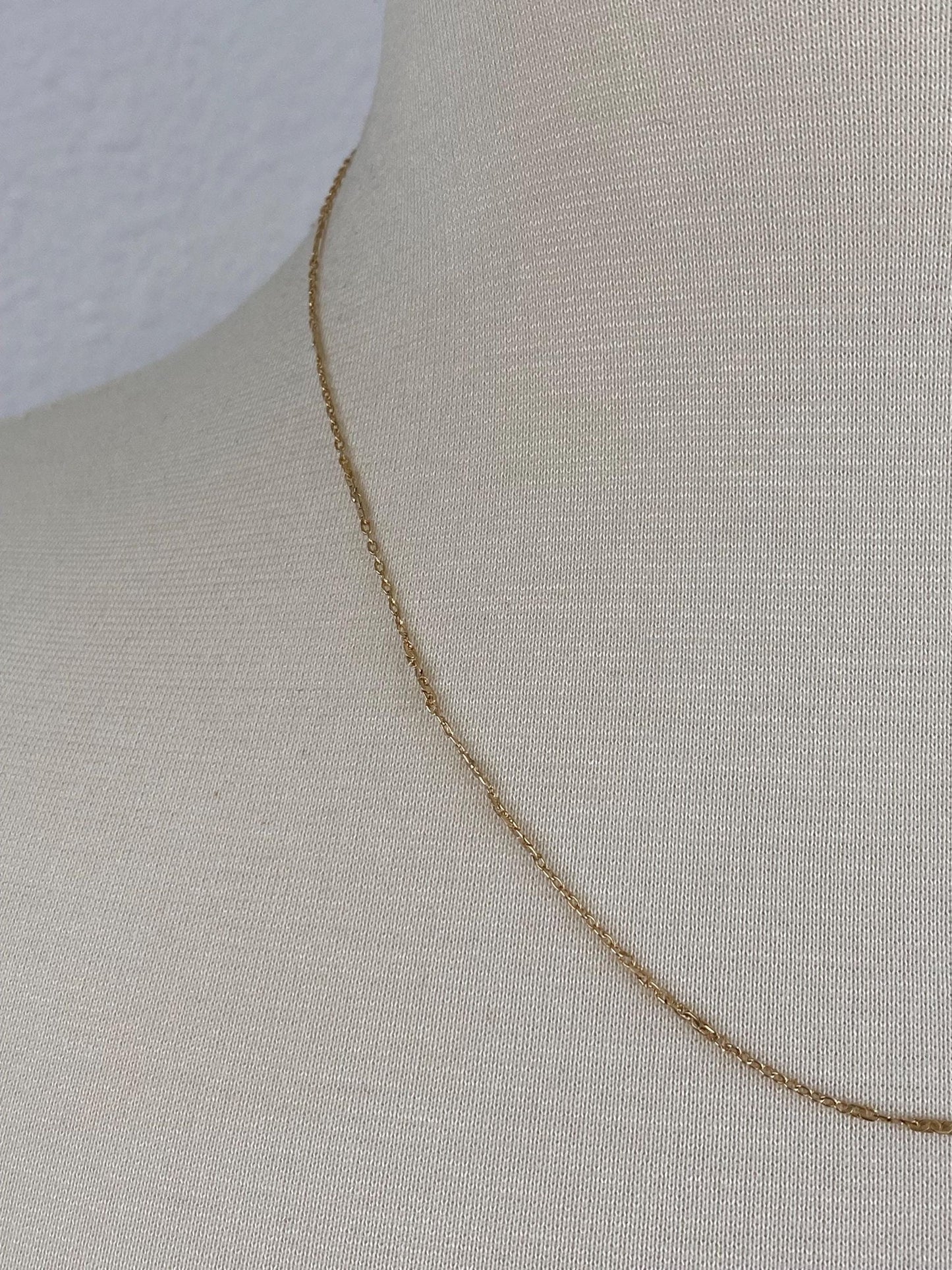 Vintage Solid 14k Yellow Gold Designed Cable Link Chain Necklace - 18.5 inches