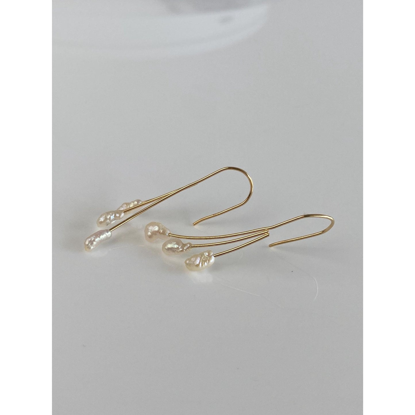 Vintage Solid 14k Yellow Gold Pearl Drop Earrings