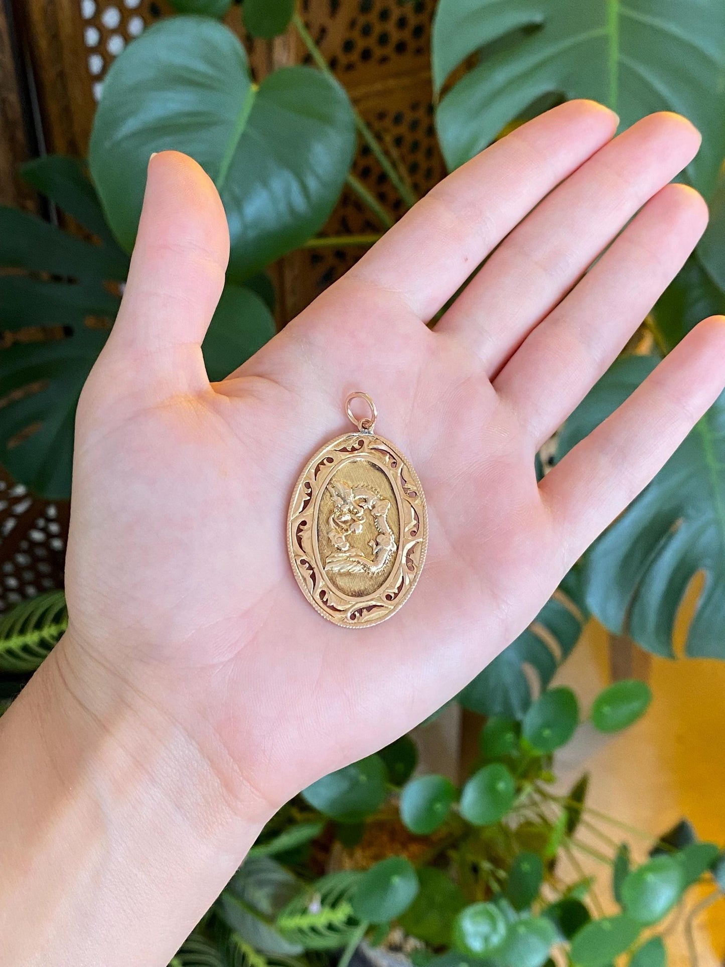 Vintage Solid 10k Rose Gold Large Dragon Chinese Character Charm
