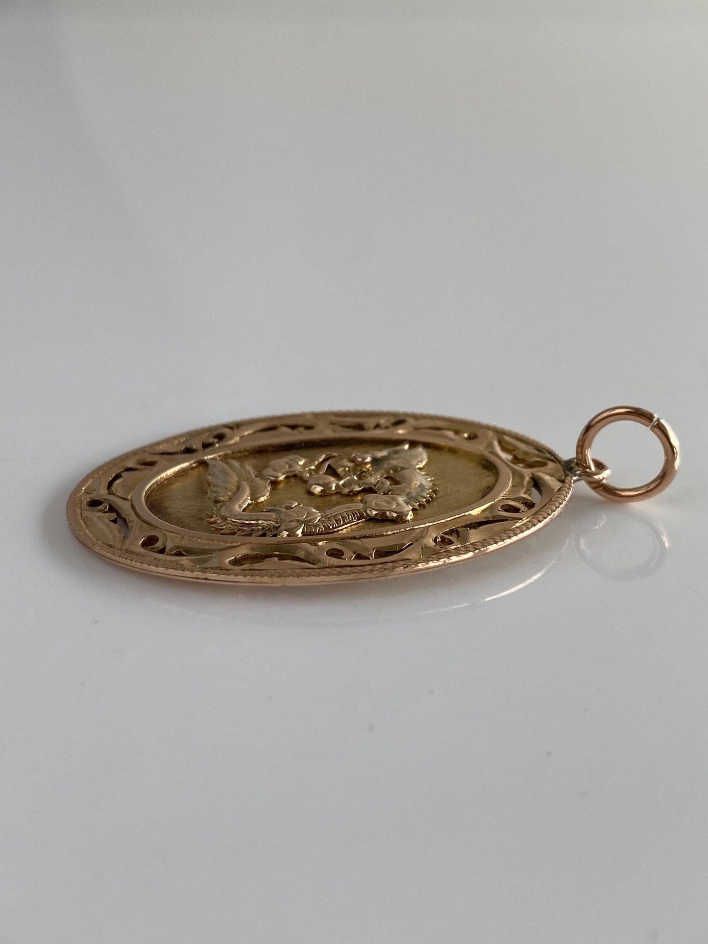 Vintage Solid 10k Rose Gold Large Dragon Chinese Character Charm