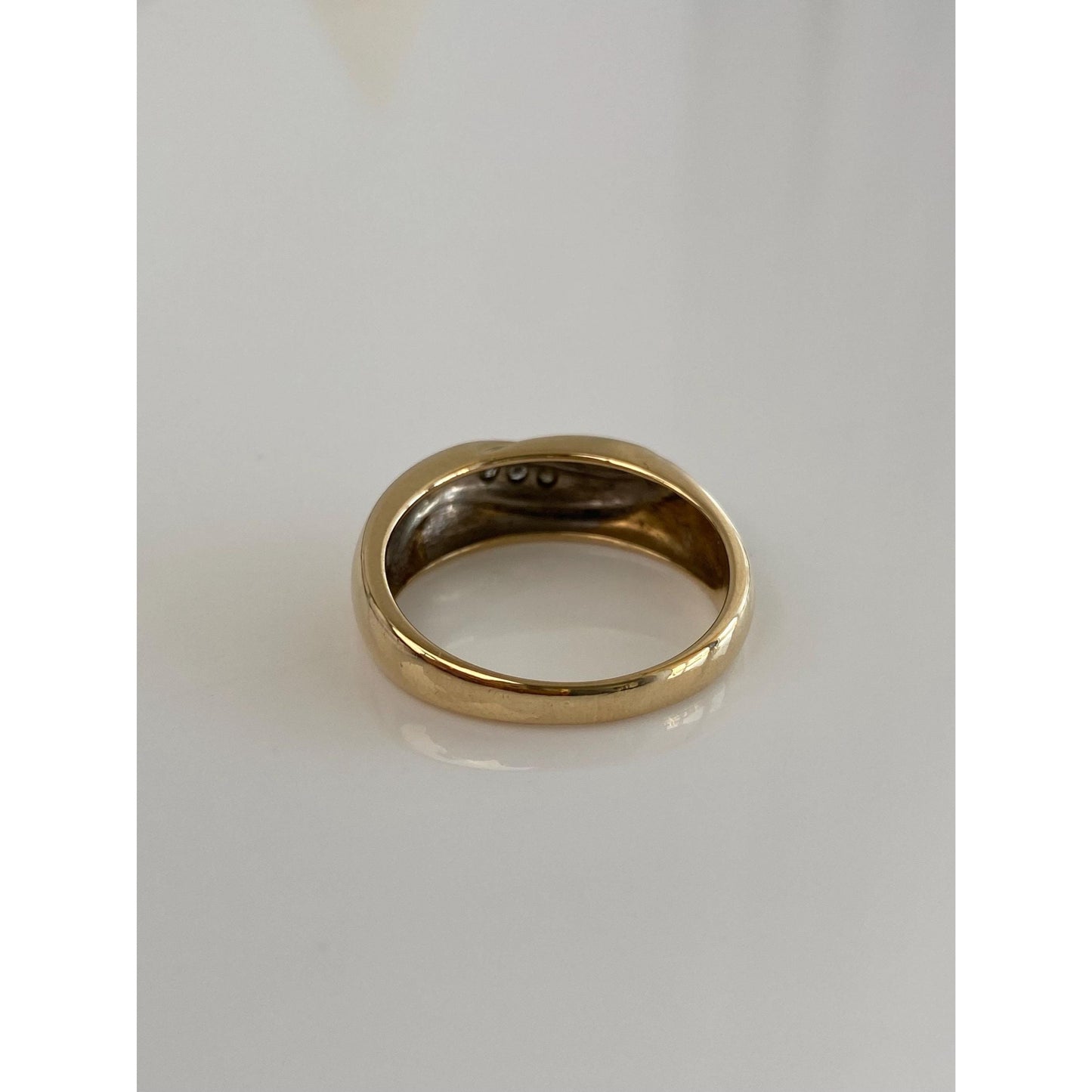 Vintage Solid 14k Yellow & White Gold Diamond Ring Band - Size 9.5