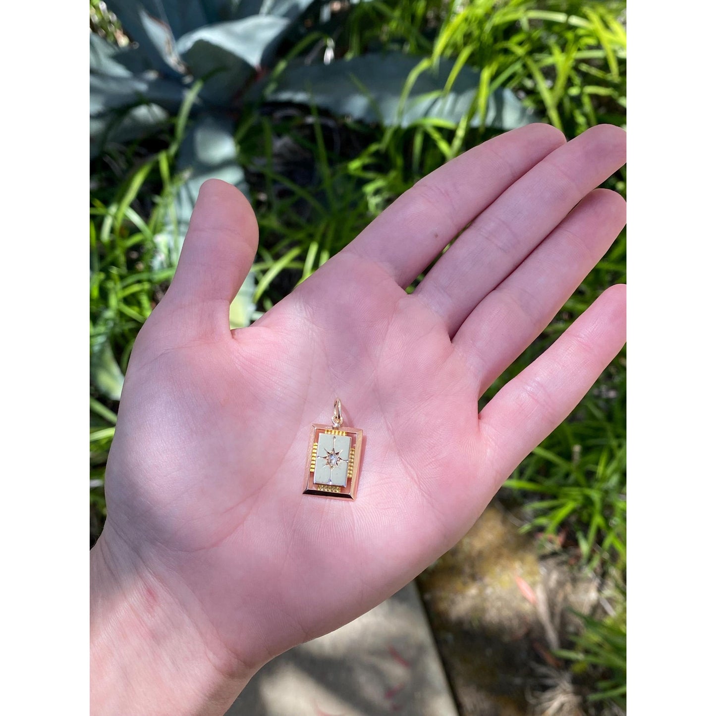 Vintage Solid 18k Yellow Gold Star Set Diamond Cufflink Conversion Charm