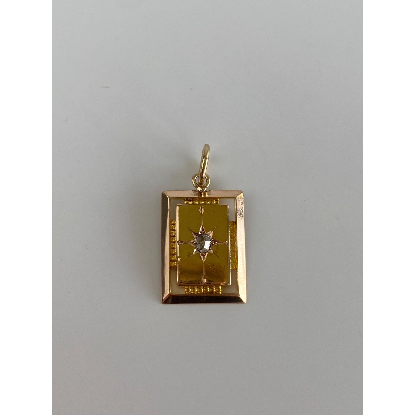 Vintage Solid 18k Yellow Gold Star Set Diamond Cufflink Conversion Charm