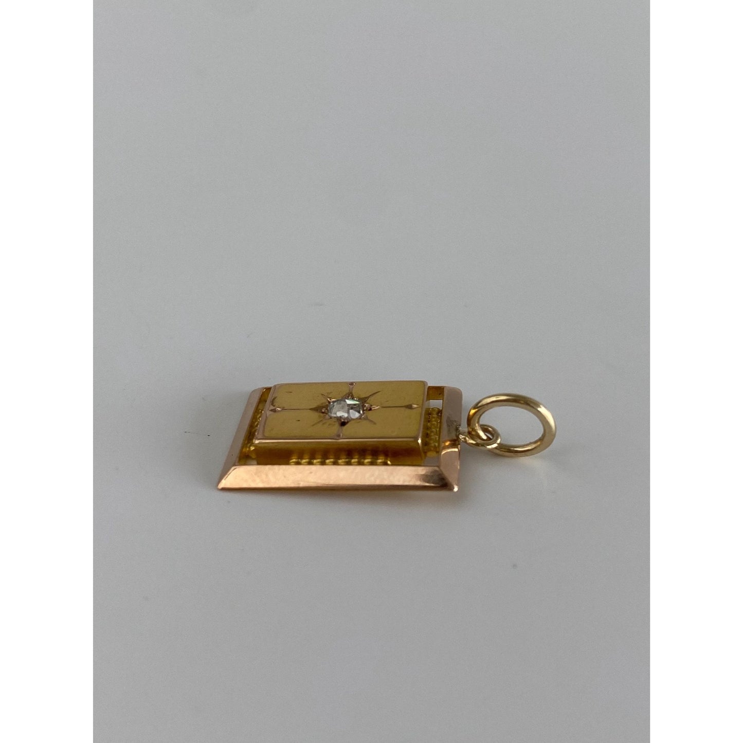 Vintage Solid 18k Yellow Gold Star Set Diamond Cufflink Conversion Charm