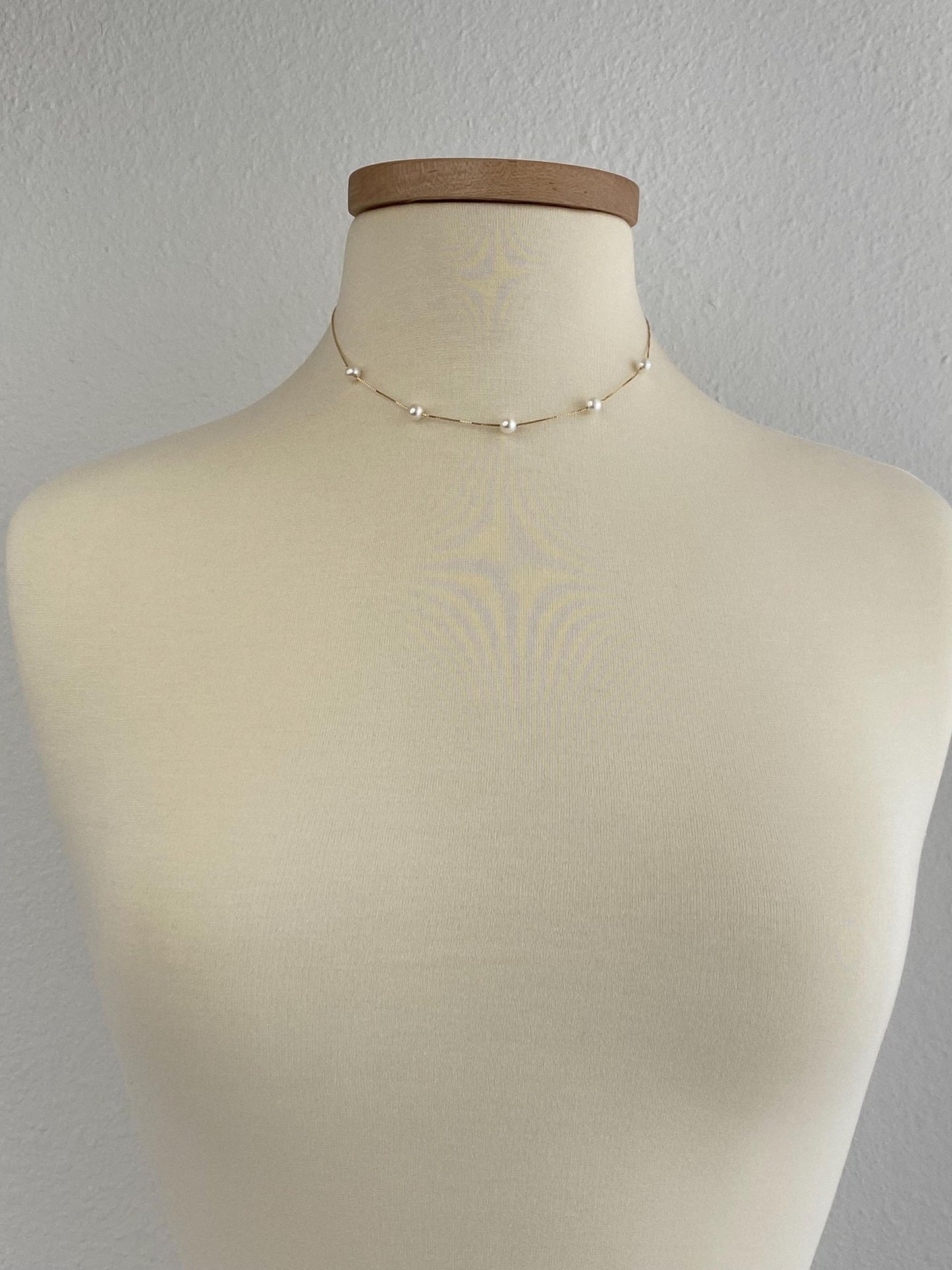 Vintage Solid 14k Yellow Gold Pearl Box Chain Necklace - 13.25 to 16.5 inches
