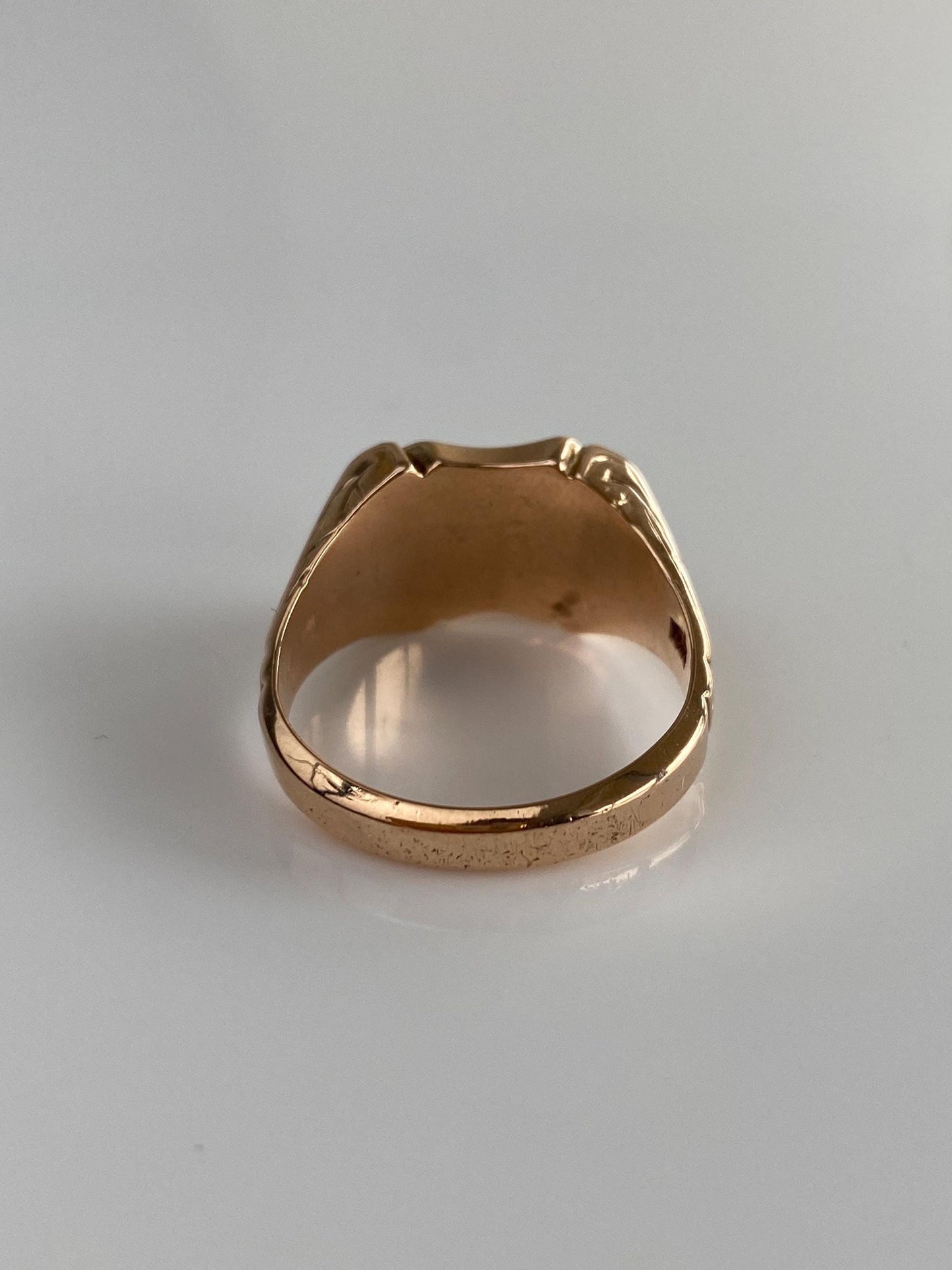 Vintage Solid 10k Rosey Gold Monogram 'BK' Designed Signet Ring - Size 9