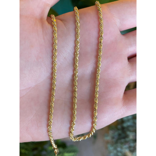 Vintage Solid 14k Yellow Gold Rope Chain Necklace - 16 inches