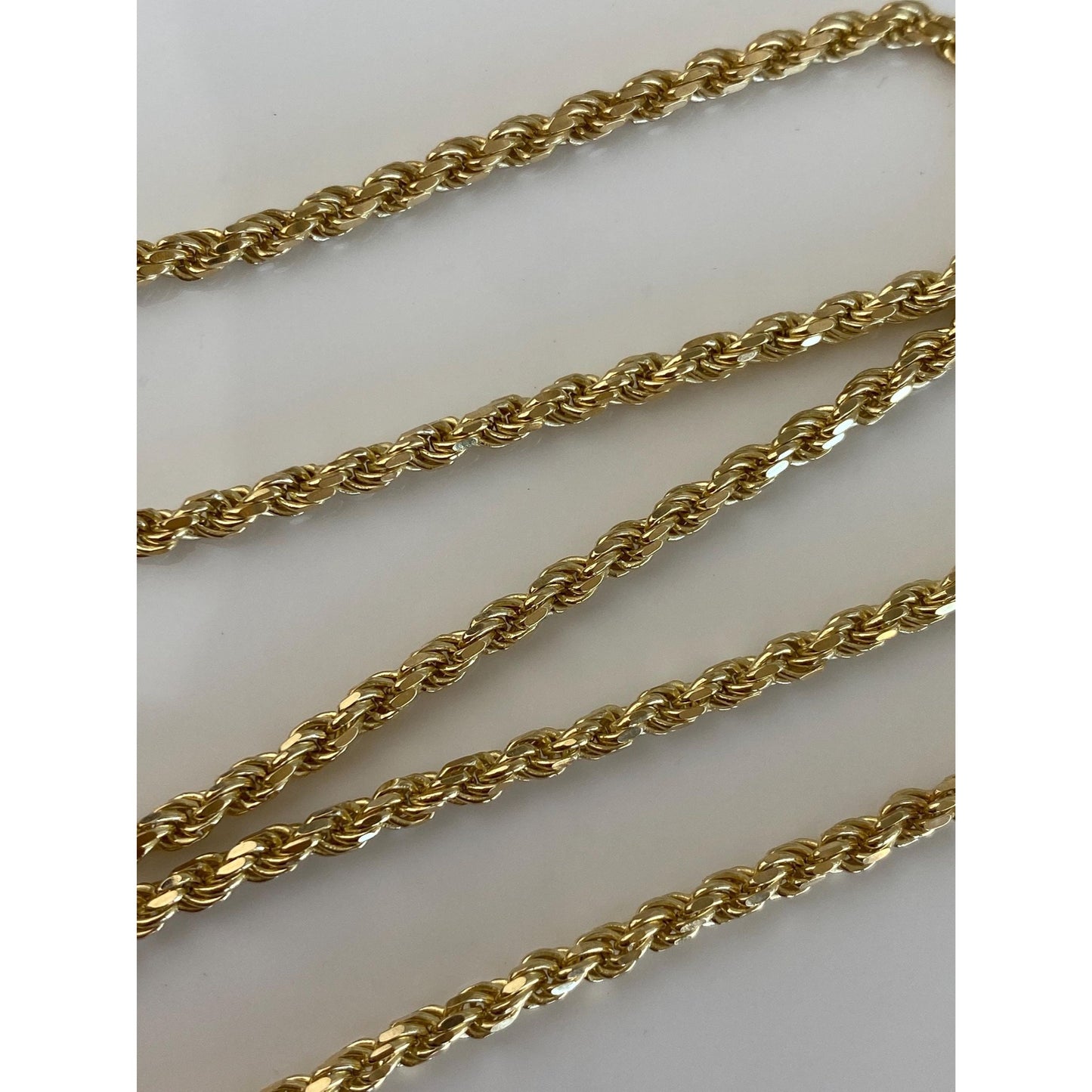 Vintage Solid 14k Yellow Gold Rope Chain Necklace - 16 inches