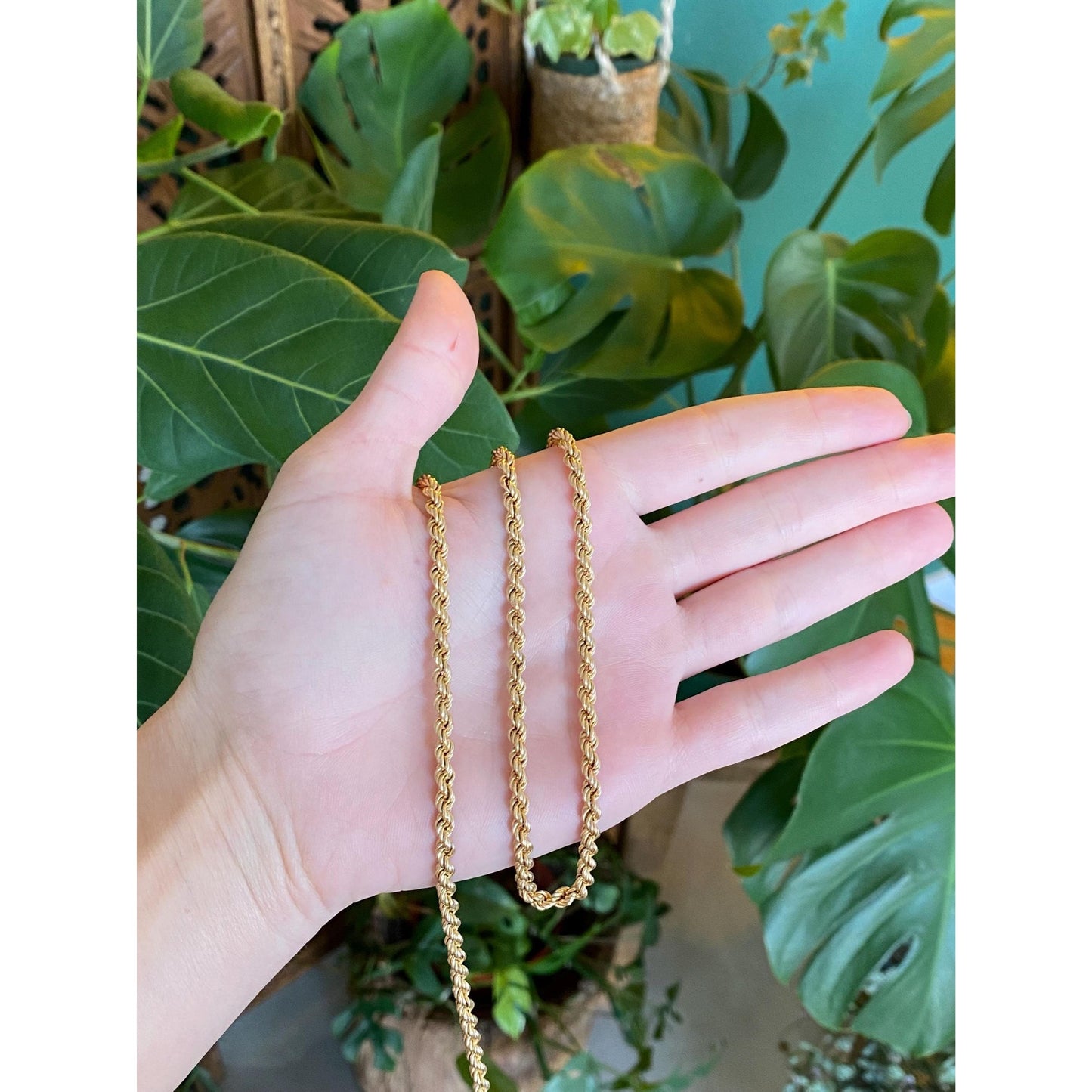Vintage 14k Yellow Gold Chunky Rope Chain Necklace - 26.25 inches