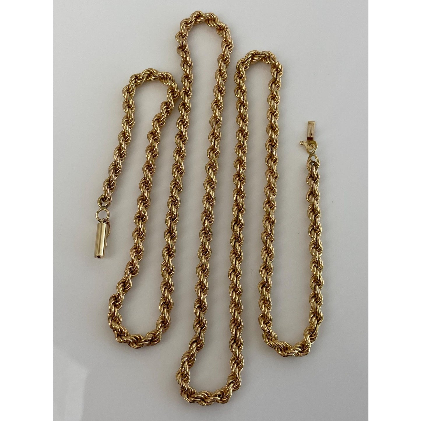 Vintage 14k Yellow Gold Chunky Rope Chain Necklace - 26.25 inches