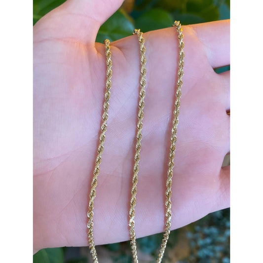 Vintage Solid 14k Yellow Gold Rope Chain Necklace - 24 inches