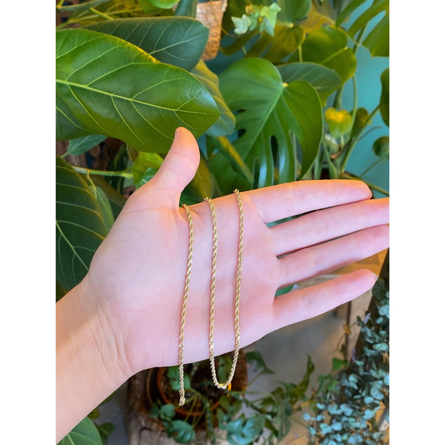 Vintage Solid 14k Yellow Gold Rope Chain Necklace - 24 inches