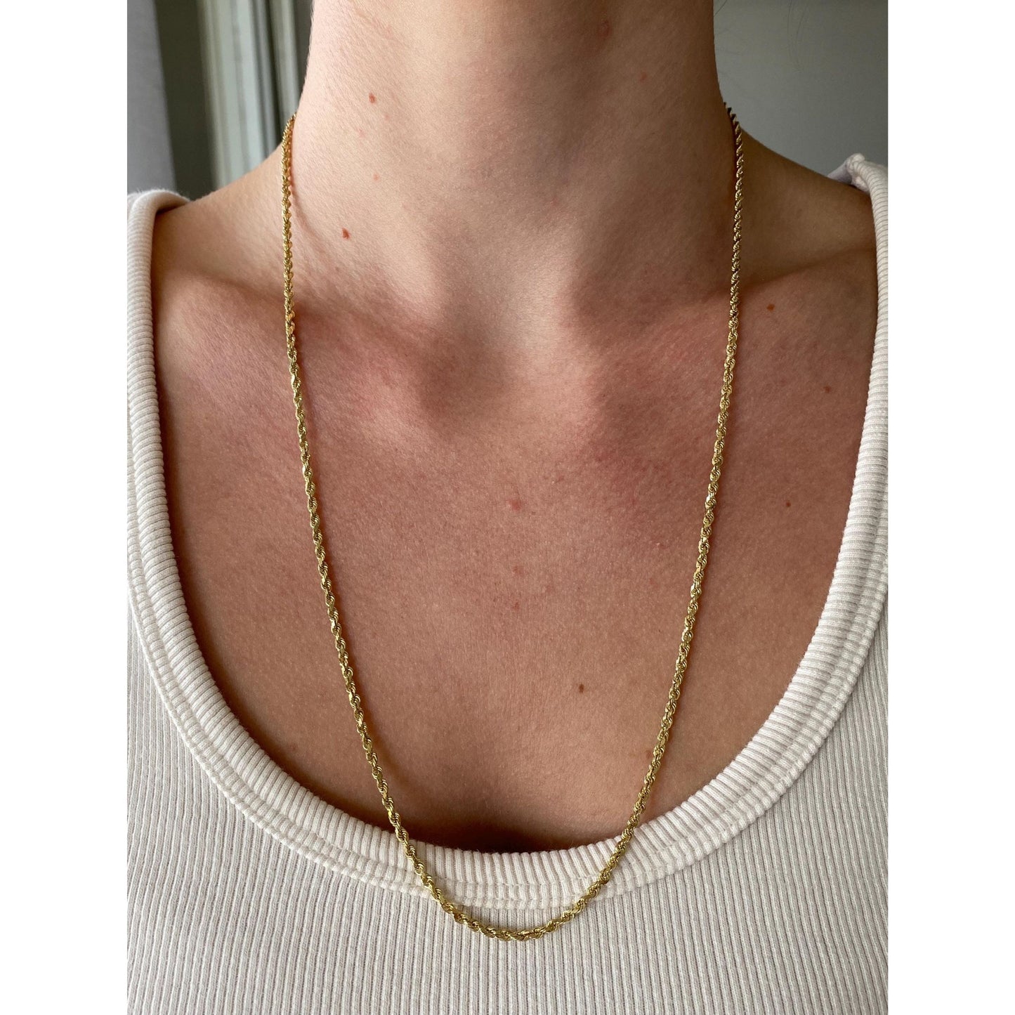 Vintage Solid 14k Yellow Gold Rope Chain Necklace - 24 inches