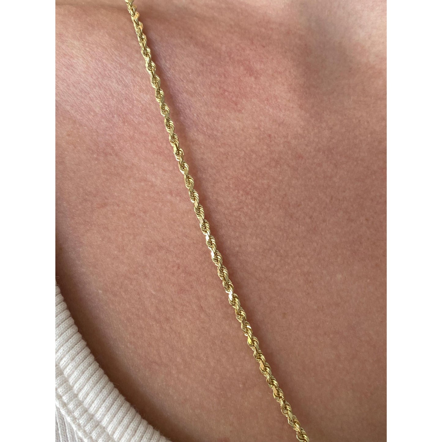 Vintage Solid 14k Yellow Gold Rope Chain Necklace - 24 inches