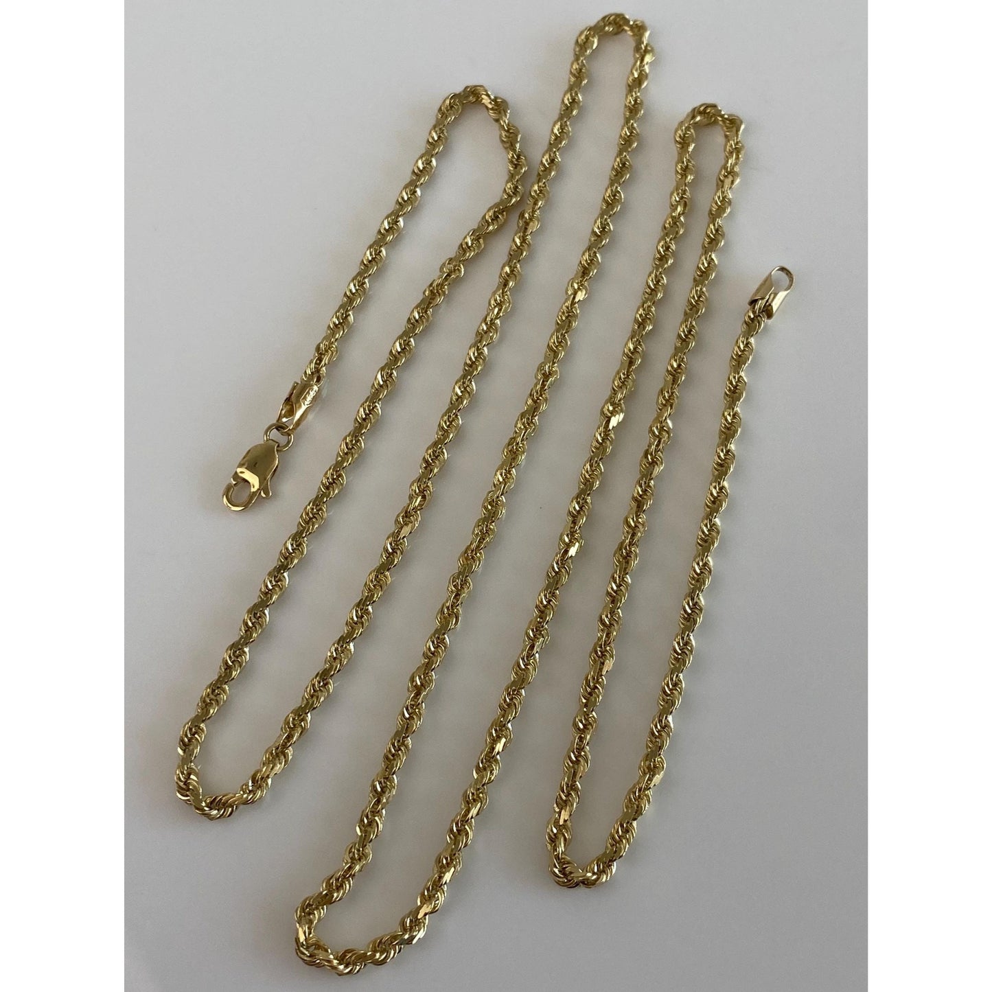 Vintage Solid 14k Yellow Gold Rope Chain Necklace - 24 inches
