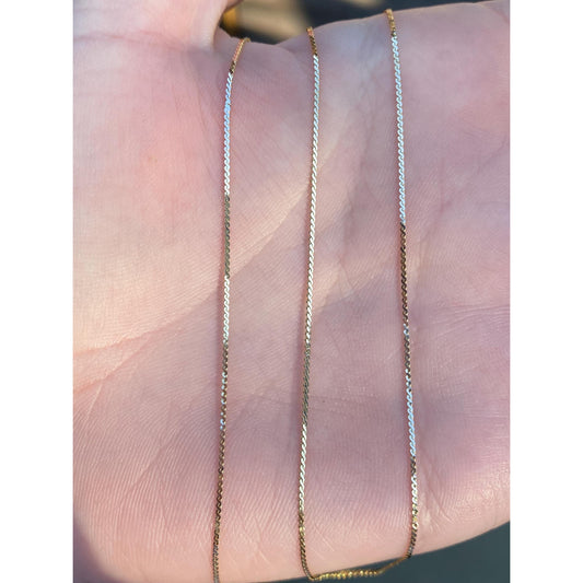 Vintage Solid 14k Yellow Gold Long Dainty Serpentine Chain Necklace - 24 inches