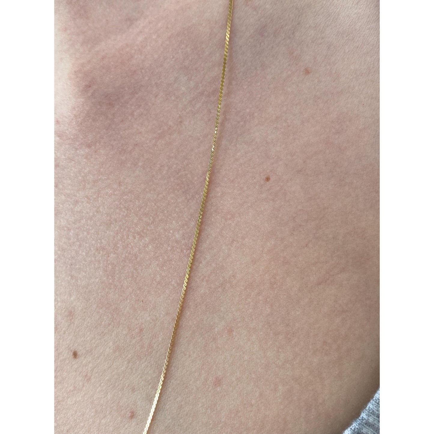 Vintage Solid 14k Yellow Gold Long Dainty Serpentine Chain Necklace - 24 inches