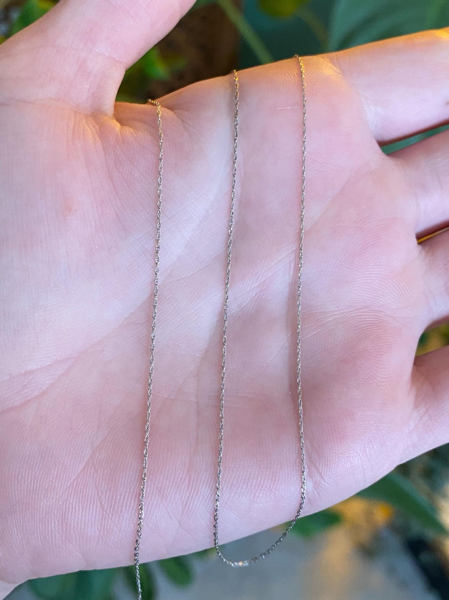 Vintage Solid 10k White Gold Dainty Chain Necklace - 19 inches