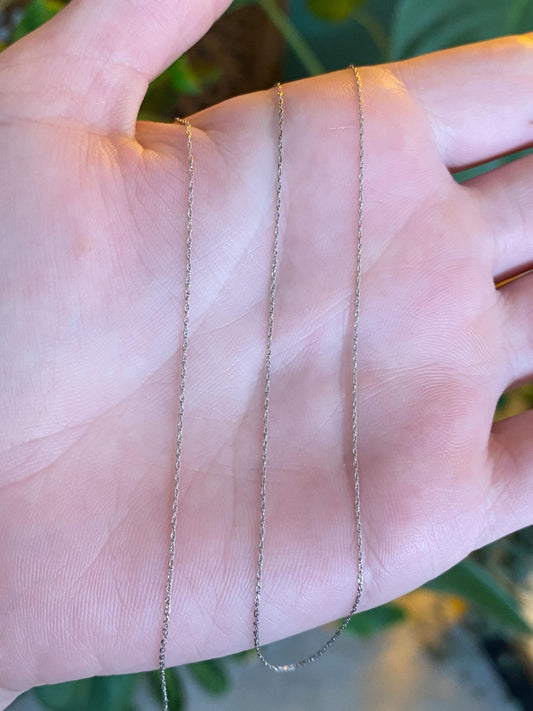Vintage Solid 10k White Gold Dainty Chain Necklace - 19 inches