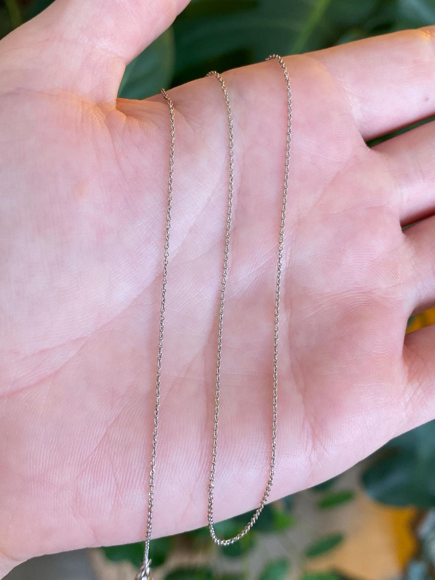 Vintage Solid 18k White Gold Tight Rolo Chain Necklace - 16.75 inches