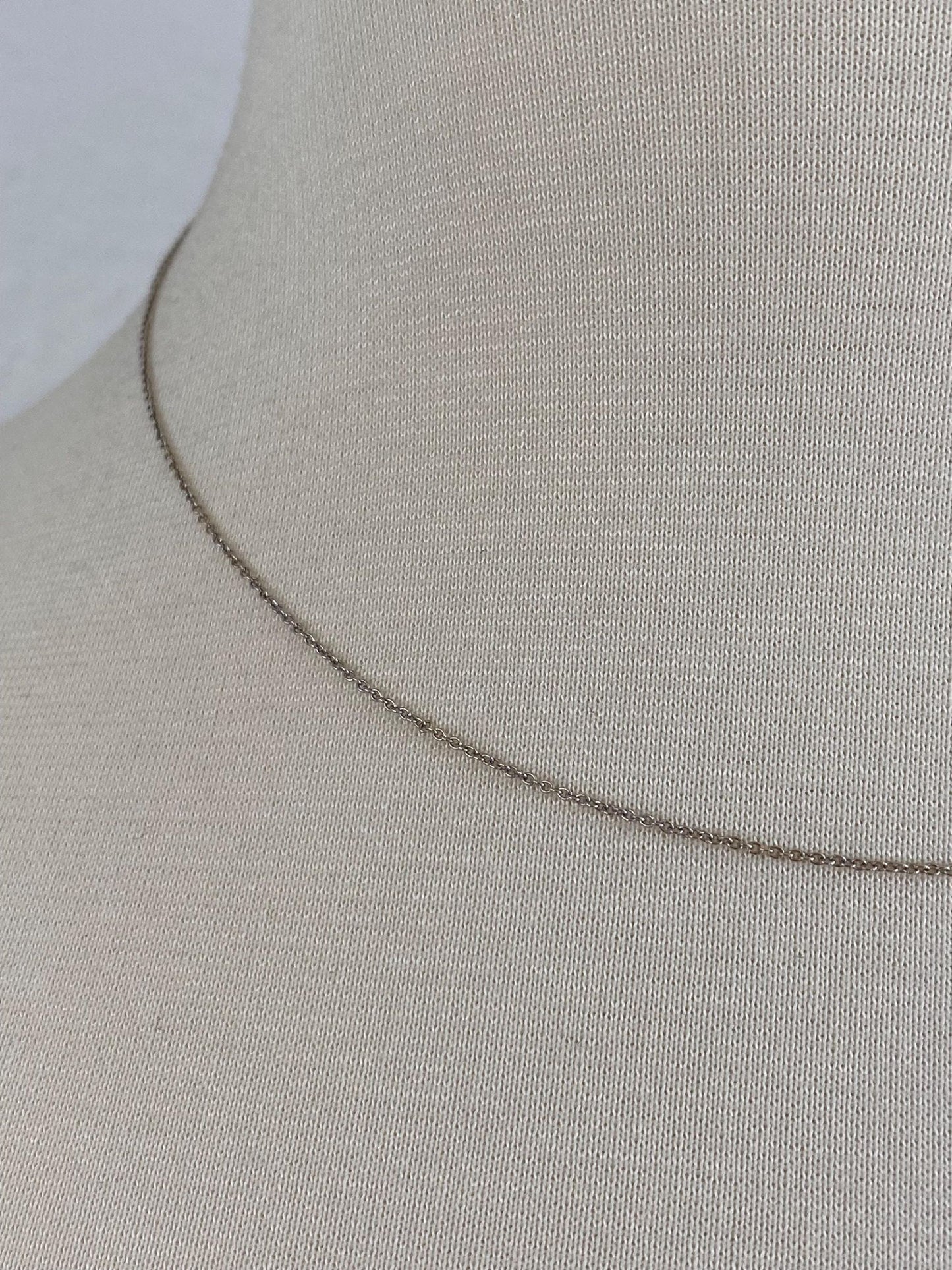 Vintage Solid 18k White Gold Tight Rolo Chain Necklace - 16.75 inches