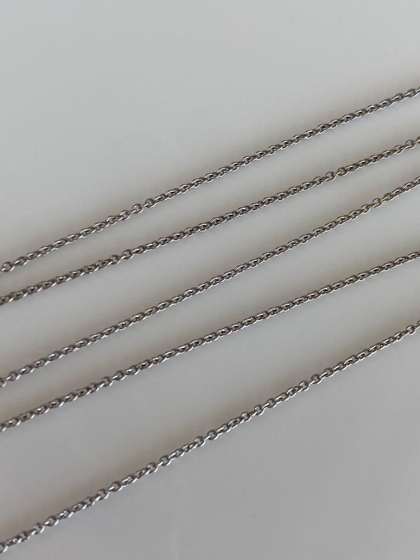 Vintage Solid 18k White Gold Tight Rolo Chain Necklace - 16.75 inches