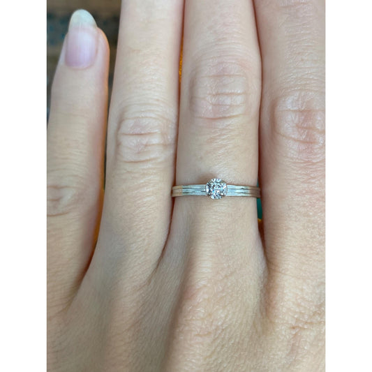 Vintage Solid 14k White Gold Diamond Ring - Size 5.75