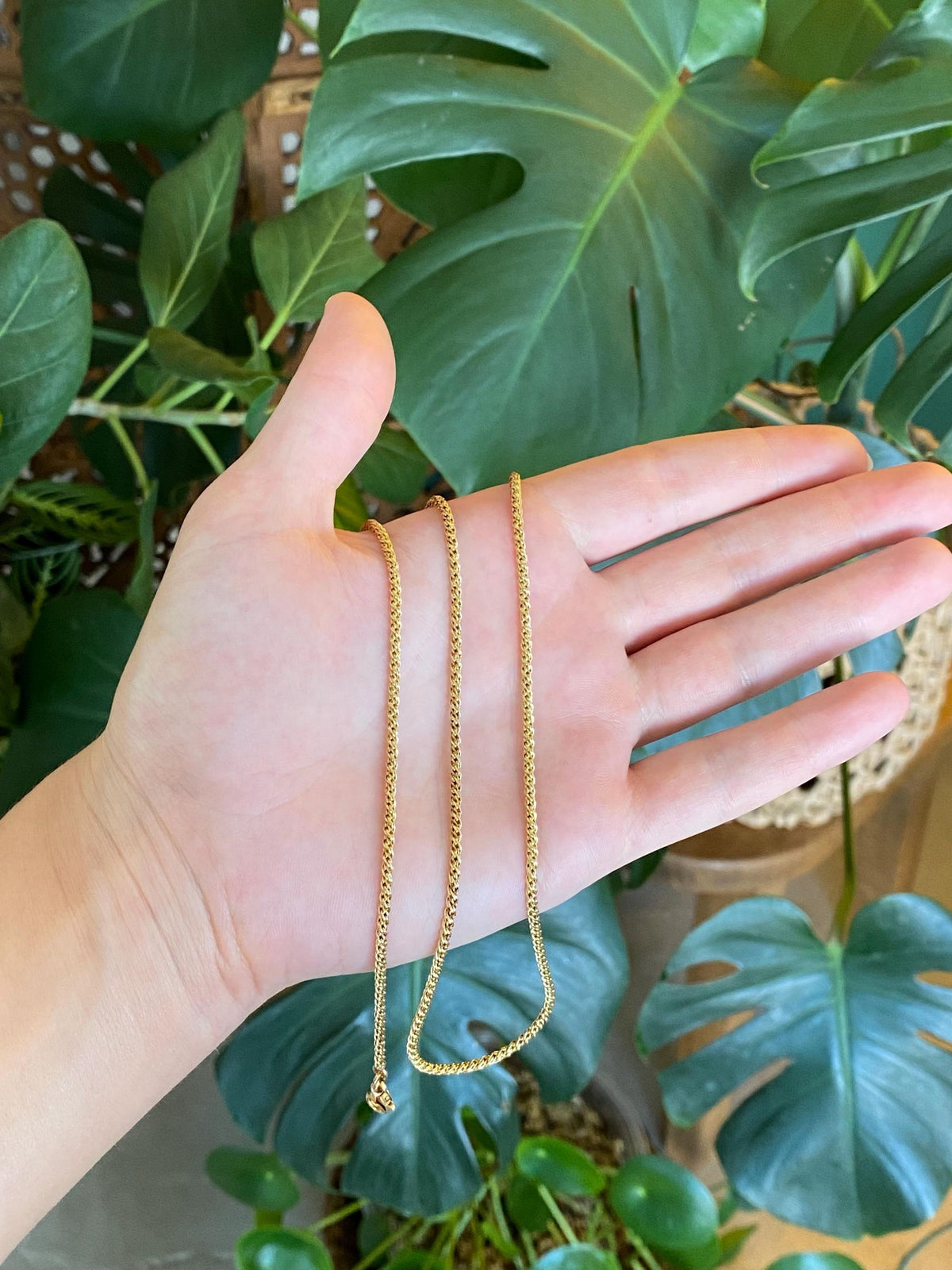 Vintage Solid 18k Yellow Gold Fancy Twist Style Chain Necklace - 32.5 inches