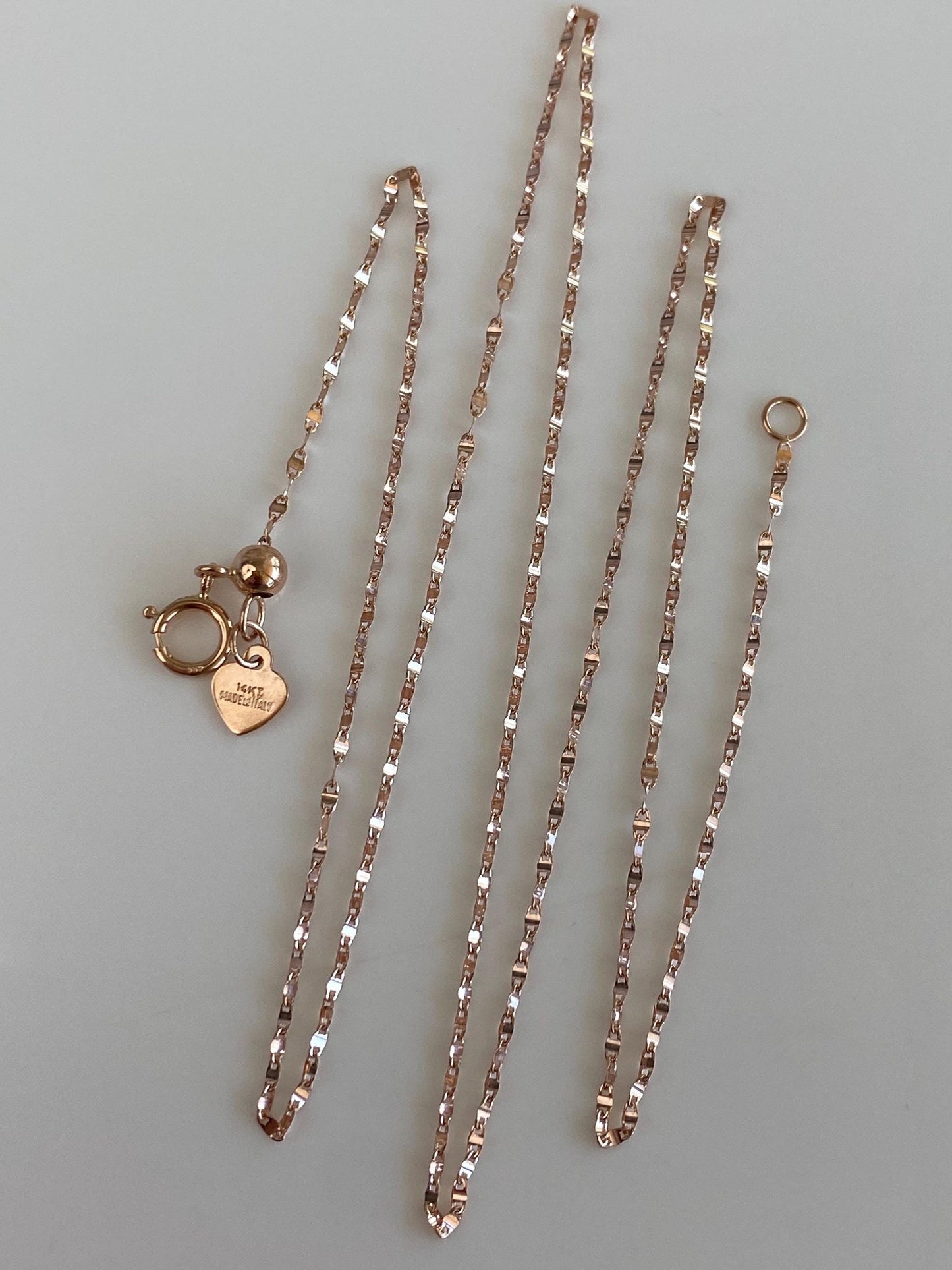 Vintage Solid 14k Rose Gold Adjustable Fancy Twist Chain Necklace - 20 inches