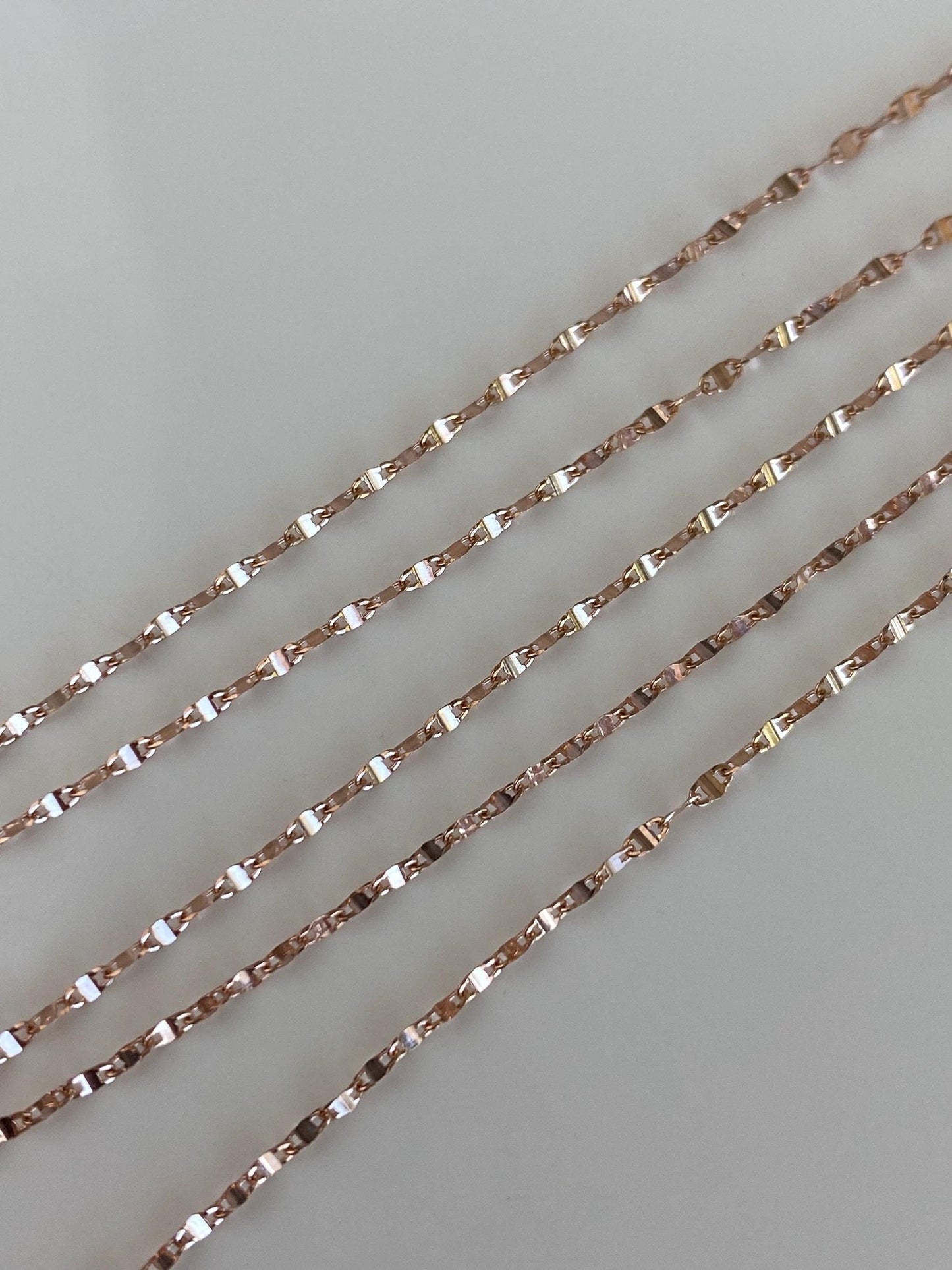 Vintage Solid 14k Rose Gold Adjustable Fancy Twist Chain Necklace - 20 inches