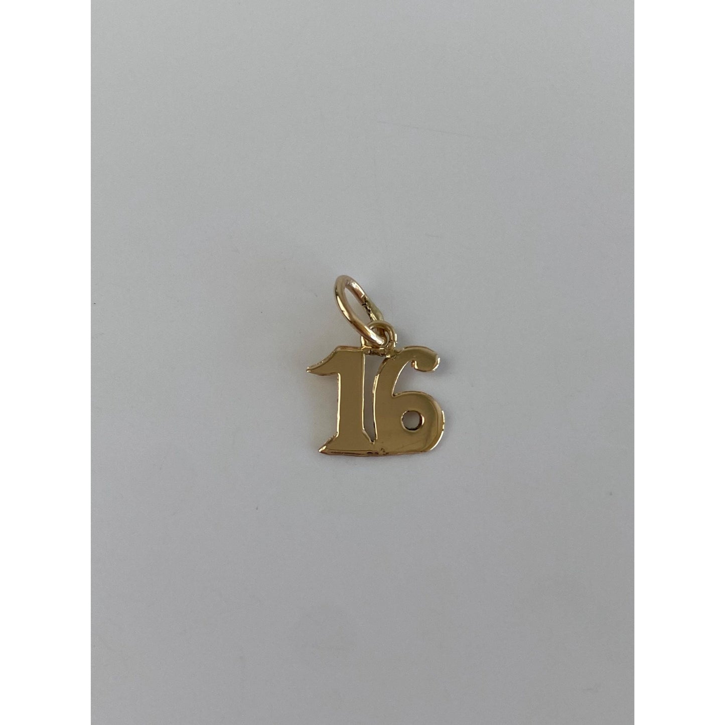 Vintage Solid 14k Yellow Gold Number '16' Charm