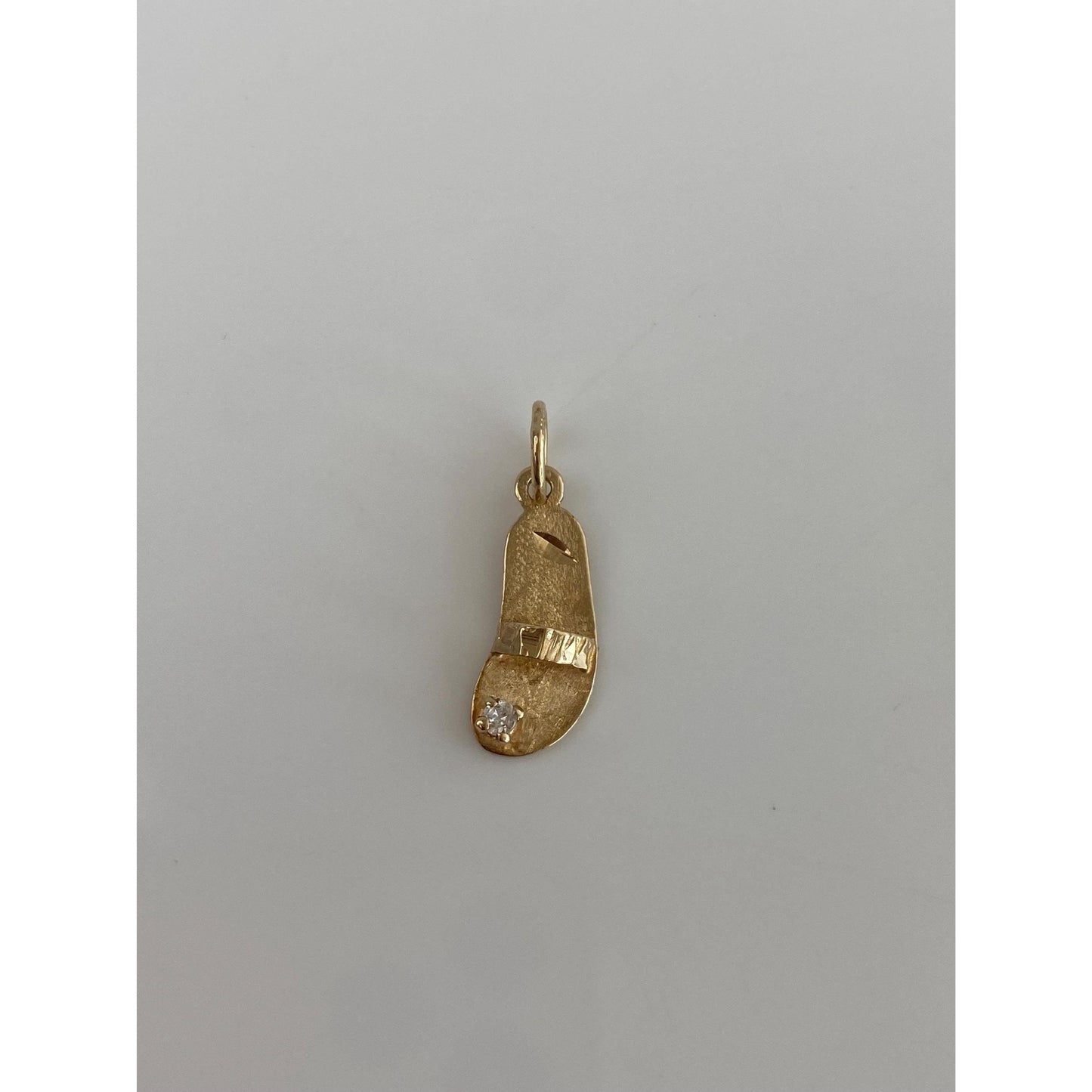 Vintage Solid 14k Yellow Gold Cubic Zirconia Sandal Charm