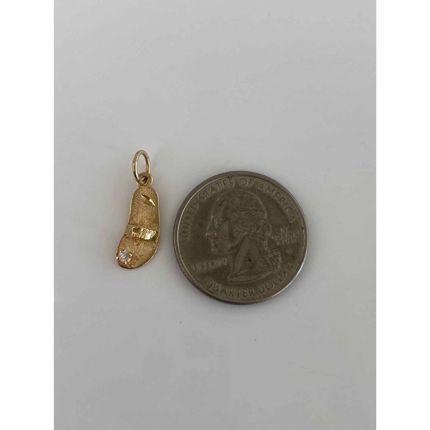 Vintage Solid 14k Yellow Gold Cubic Zirconia Sandal Charm