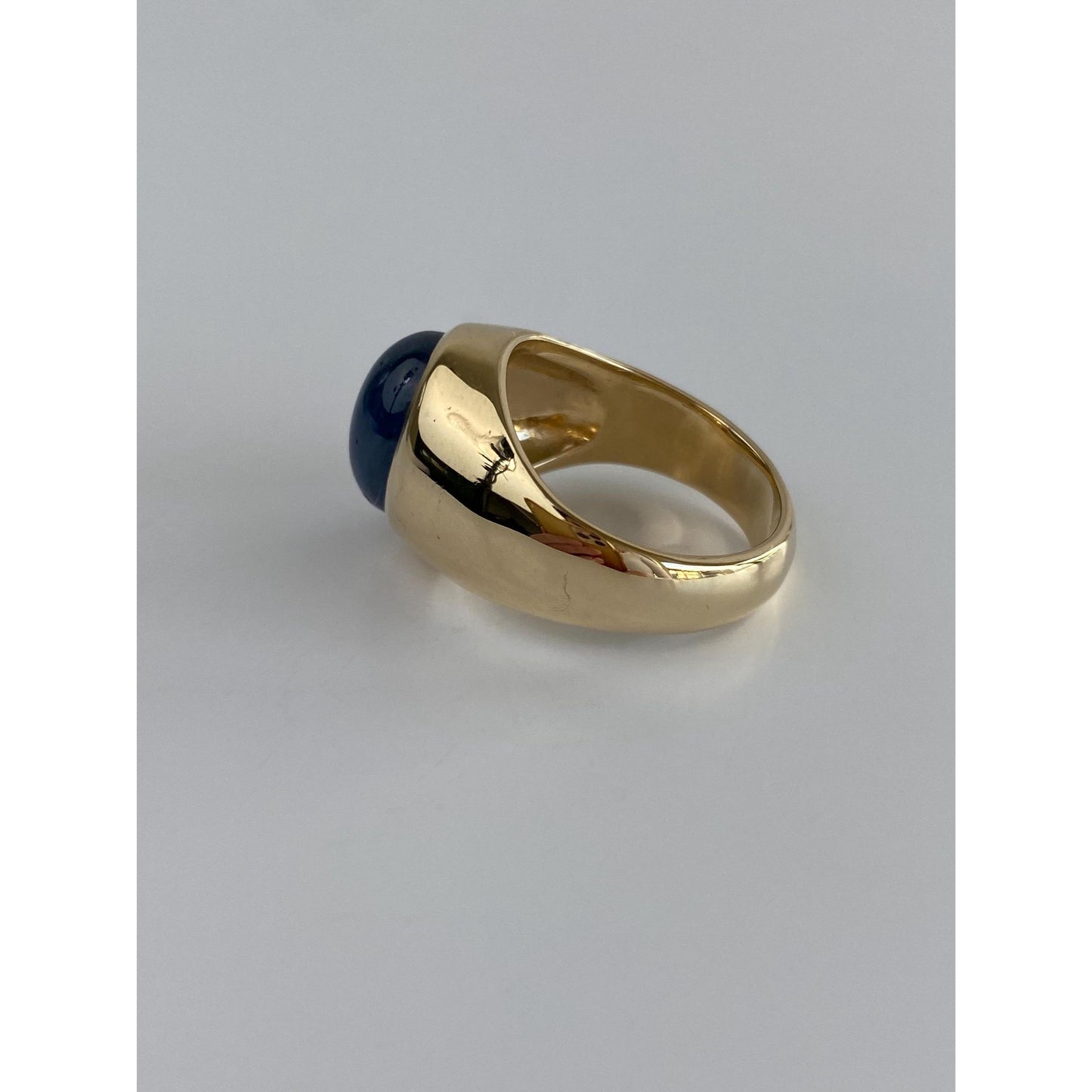 Solid 14k Yellow Gold Sapphire Signet Ring - Size 7.75