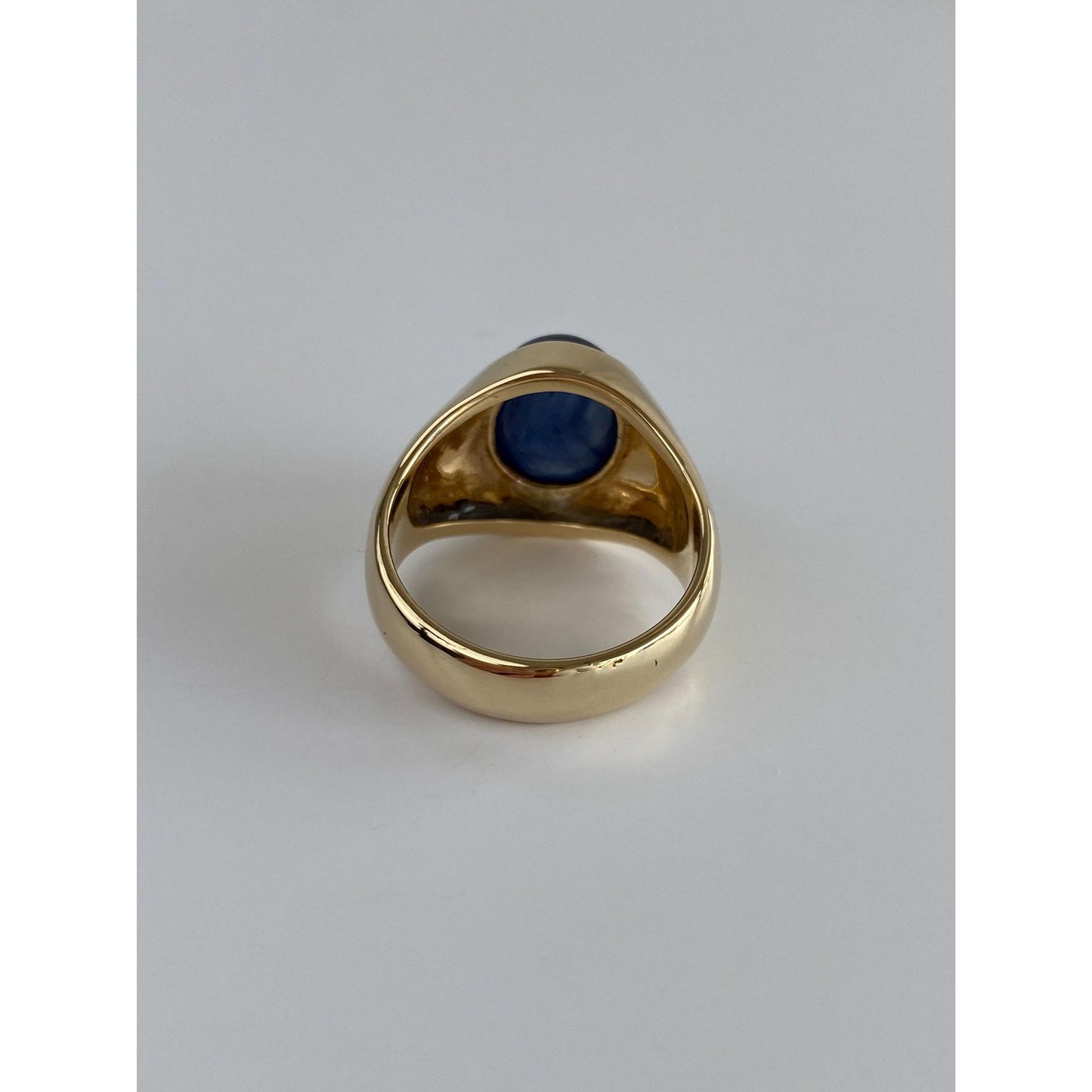 Solid 14k Yellow Gold Sapphire Signet Ring - Size 7.75