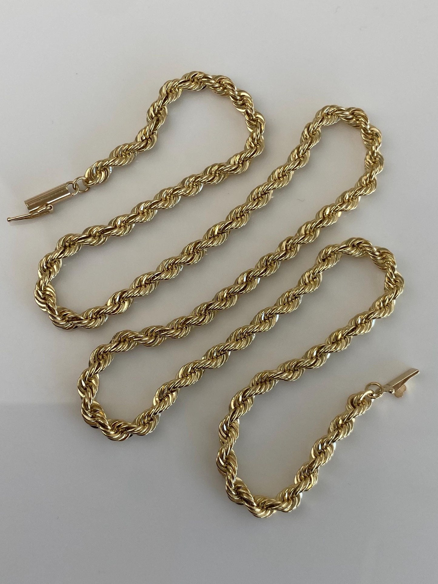Vintage Solid 14k Yellow Gold Rope Chain Necklace - 18 inches
