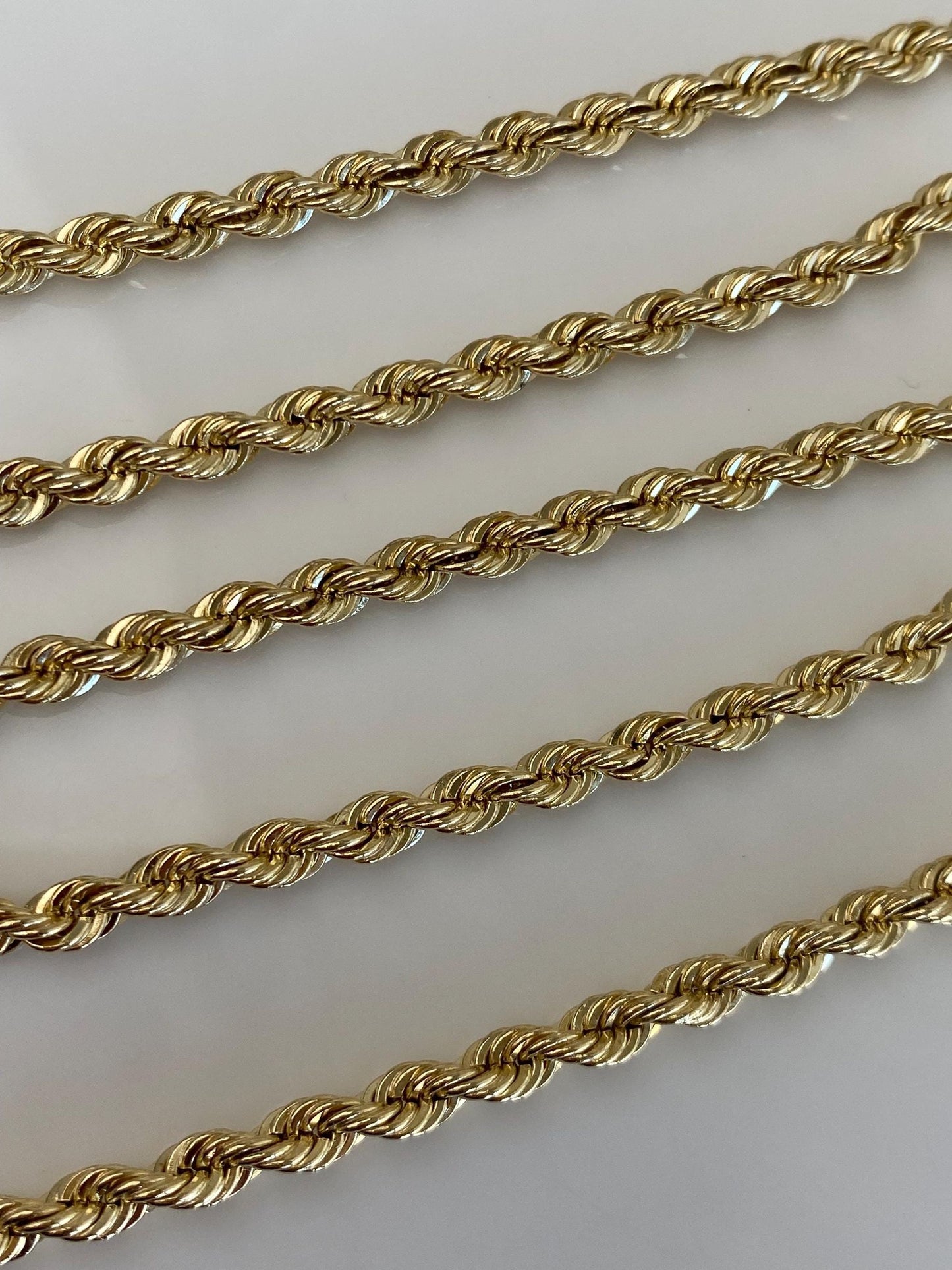 Vintage Solid 14k Yellow Gold Rope Chain Necklace - 18 inches