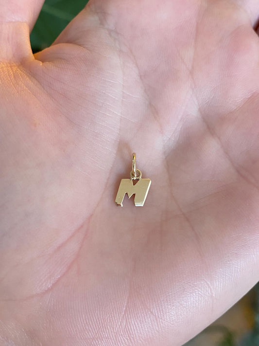 Vintage Solid 14k Yellow Gold Initial 'M' Charm