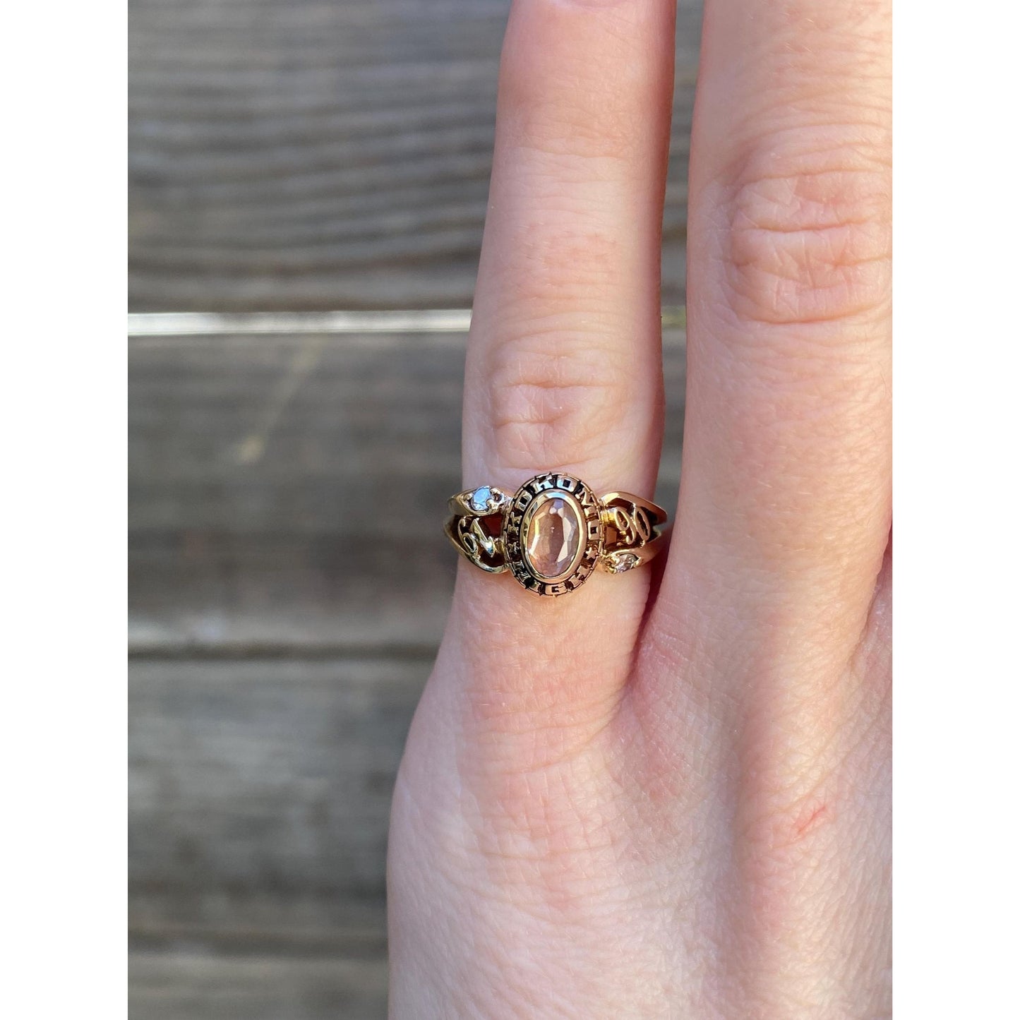 Vintage Solid 10k Yellow Gold Clear Spinel Cubic Zirconia Ring - Size 4.25