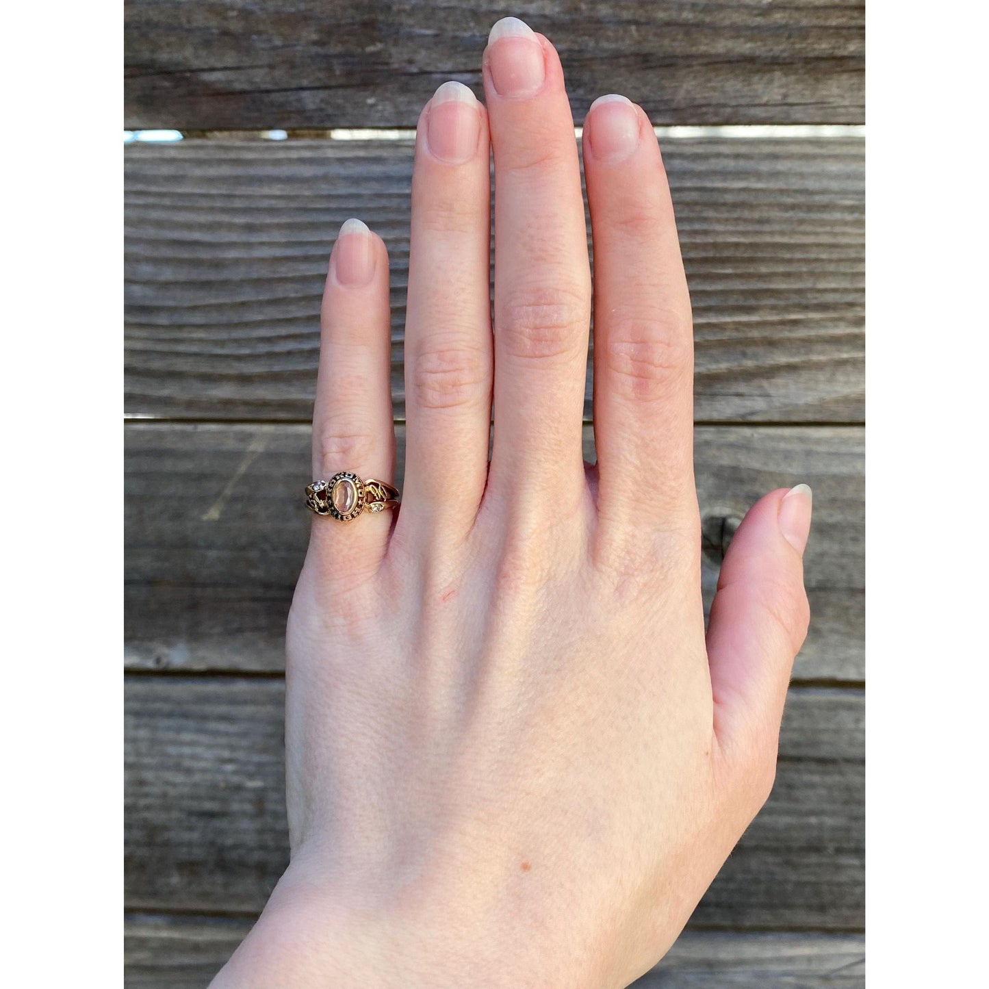 Vintage Solid 10k Yellow Gold Clear Spinel Cubic Zirconia Ring - Size 4.25