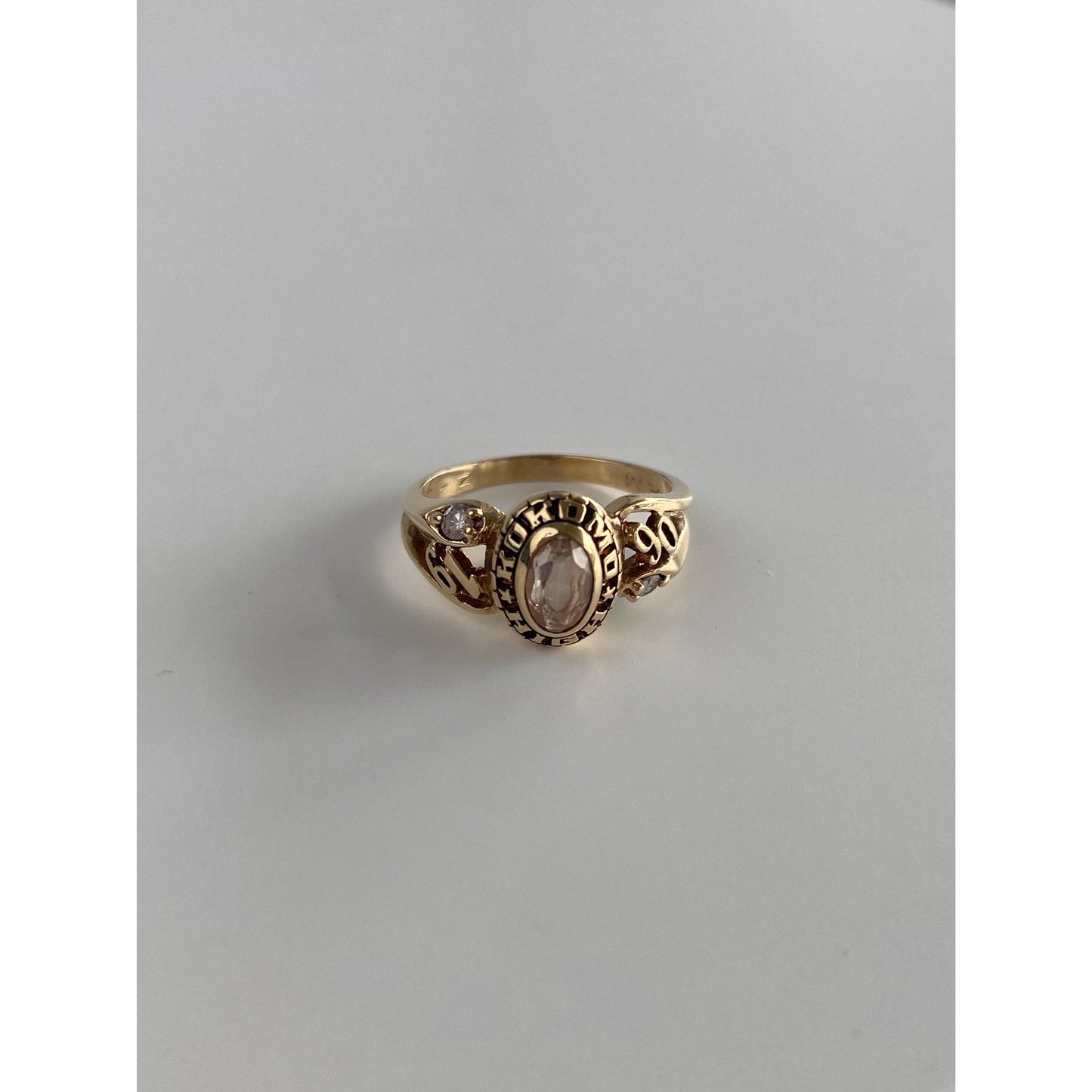 Vintage Solid 10k Yellow Gold Clear Spinel Cubic Zirconia Ring - Size 4.25