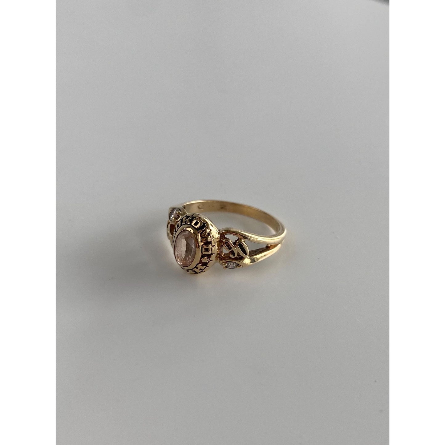 Vintage Solid 10k Yellow Gold Clear Spinel Cubic Zirconia Ring - Size 4.25