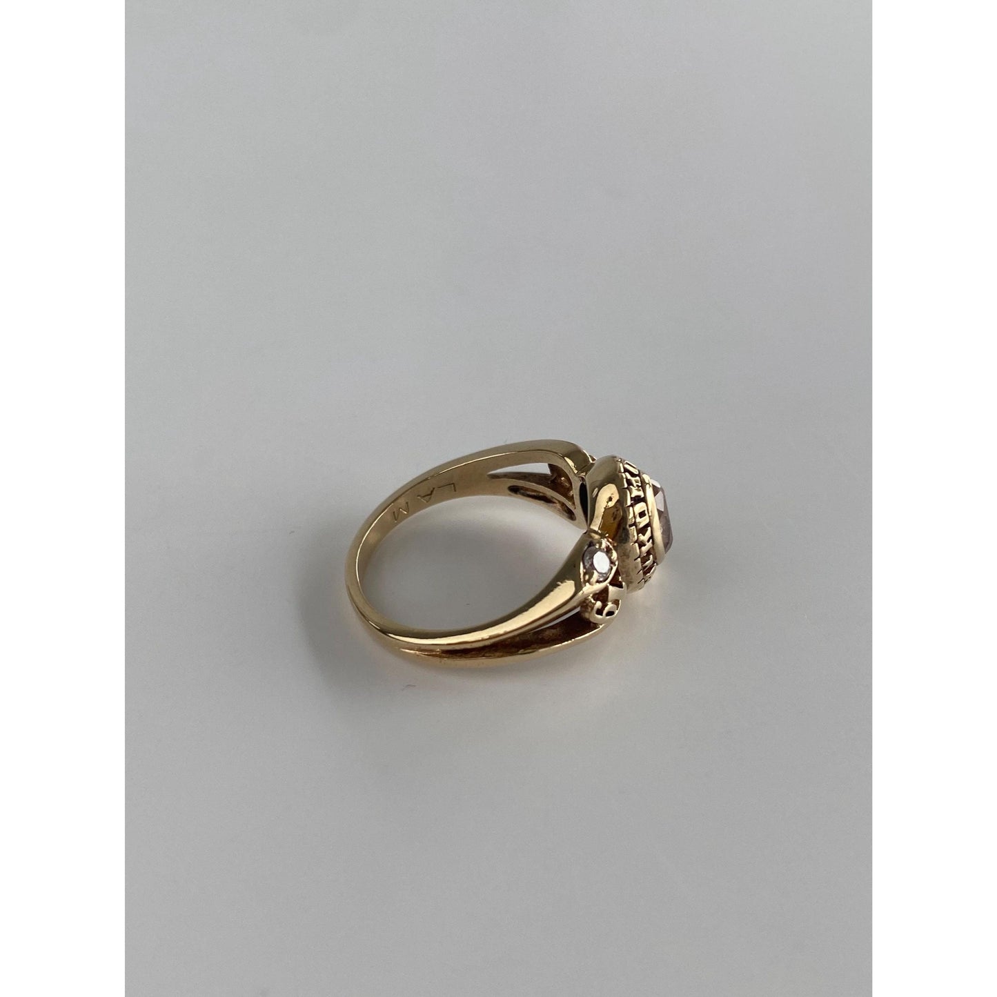 Vintage Solid 10k Yellow Gold Clear Spinel Cubic Zirconia Ring - Size 4.25